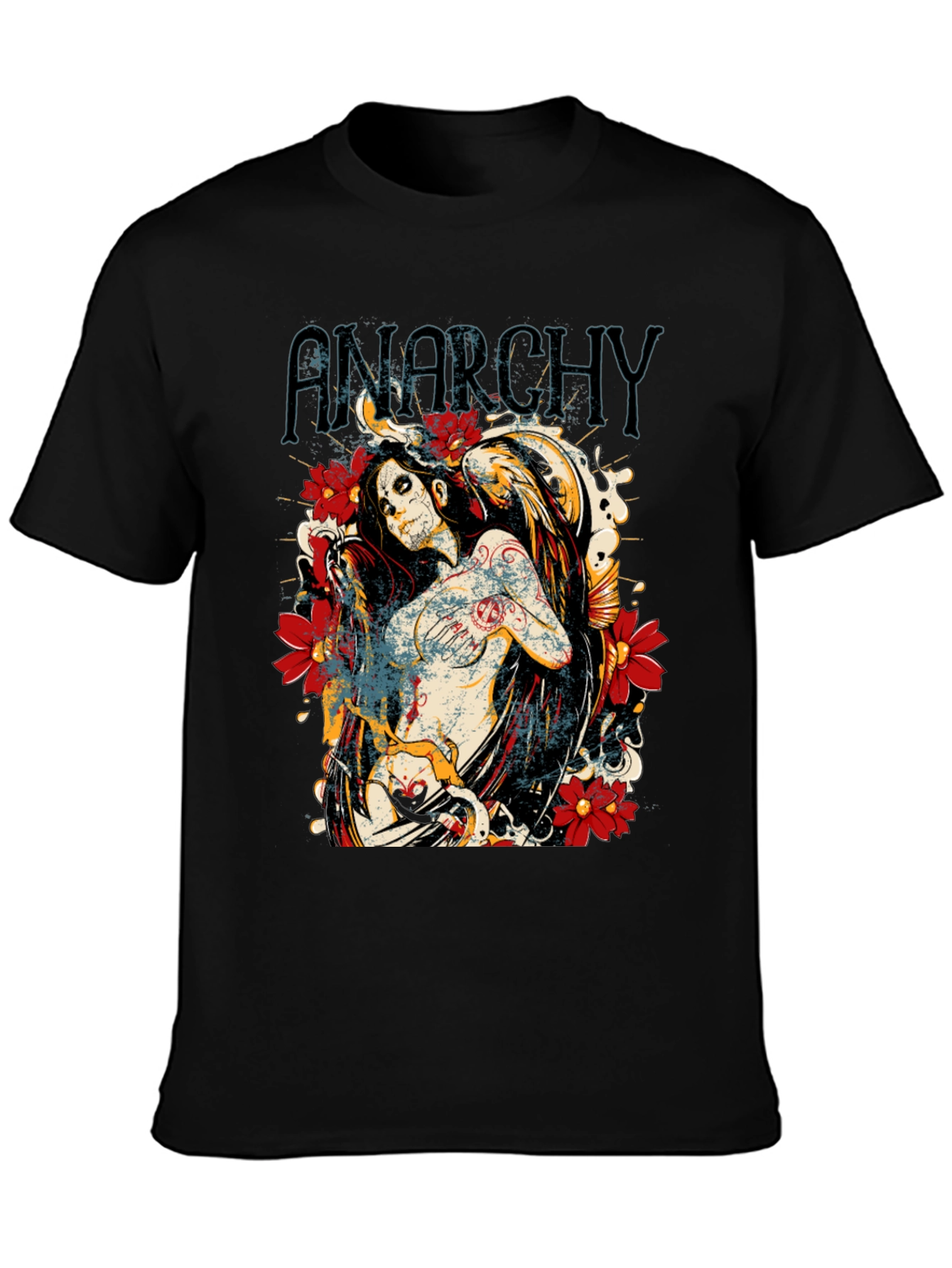 Anarchy Angel Graphic Black T-Shirt