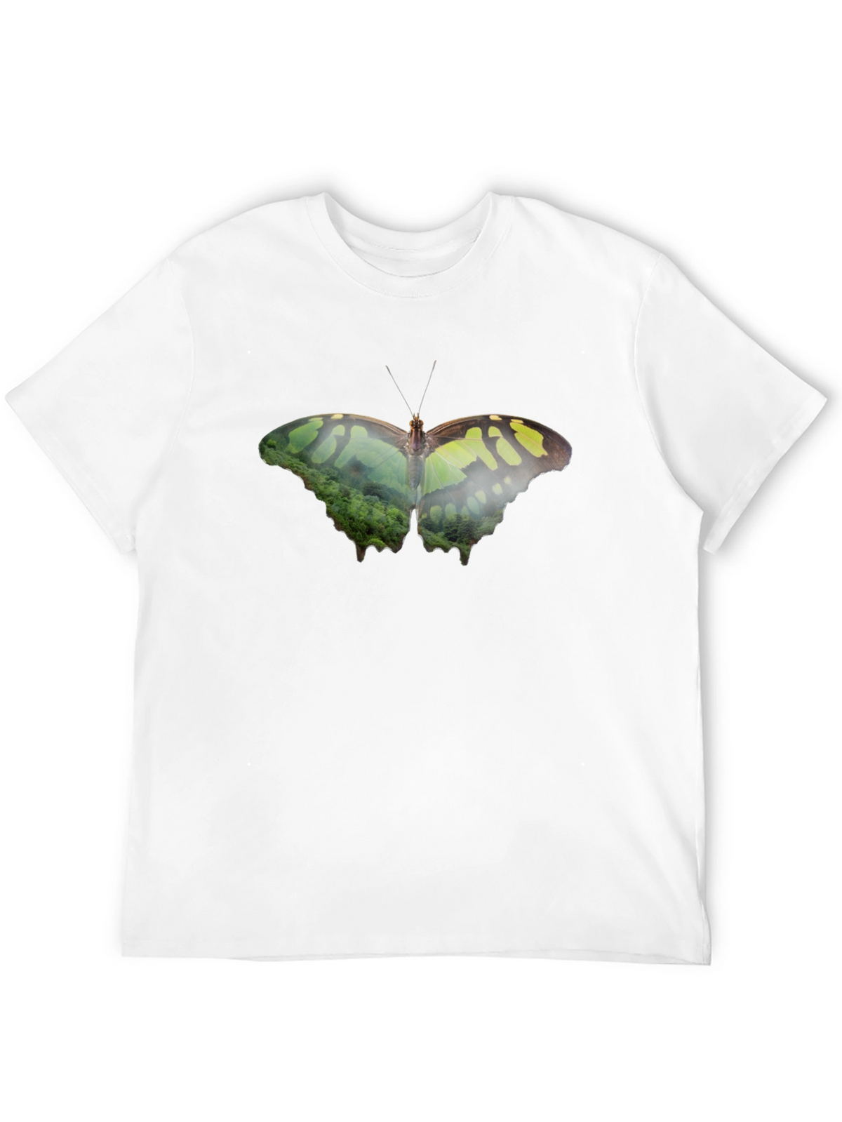 Butterfly Nature Print Black T-Shirt