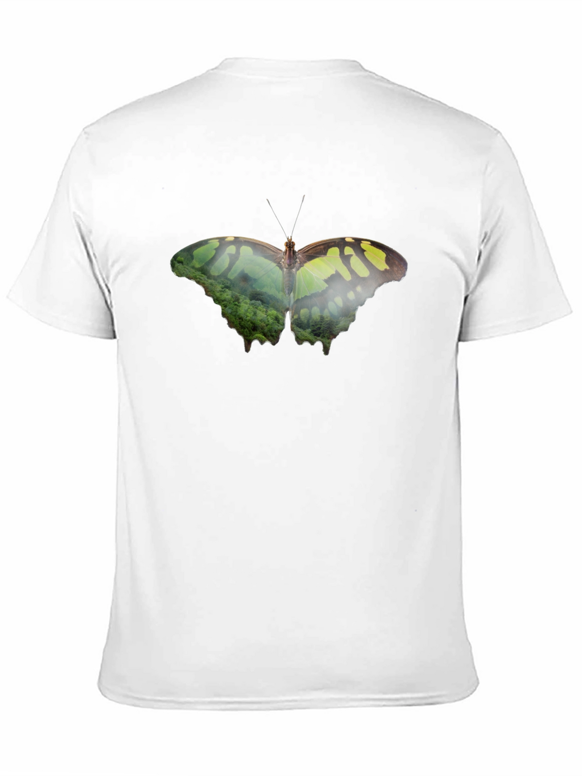 Butterfly Nature Print Black T-Shirt