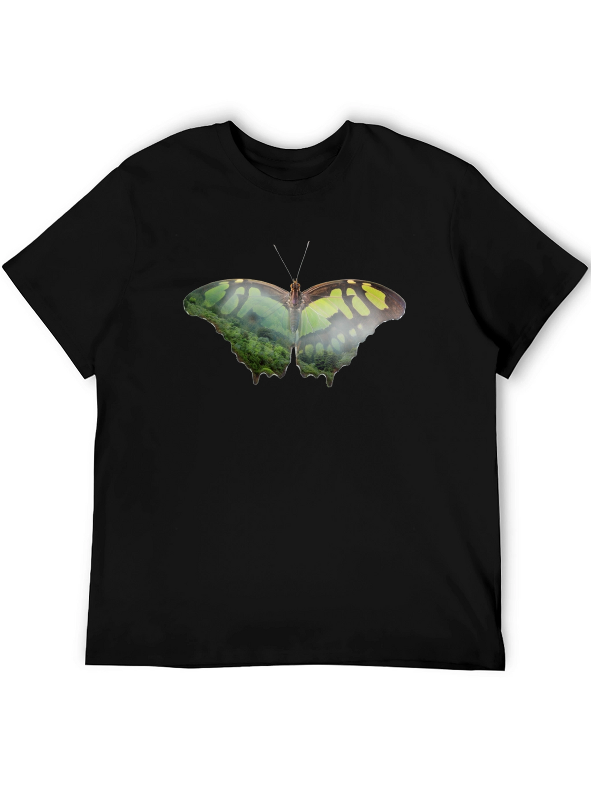 Butterfly Nature Print Black T-Shirt