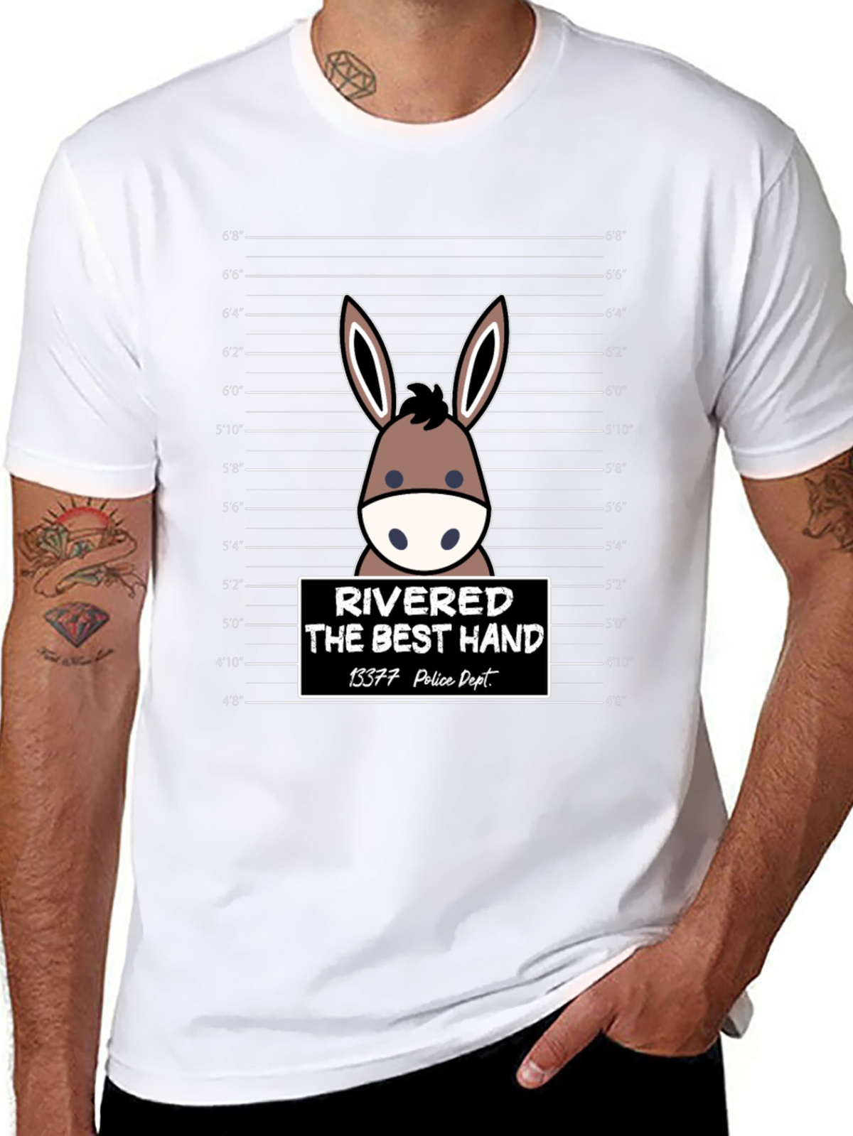 Funny Rivered The Best Hand Mule Mugshot T-Shirt