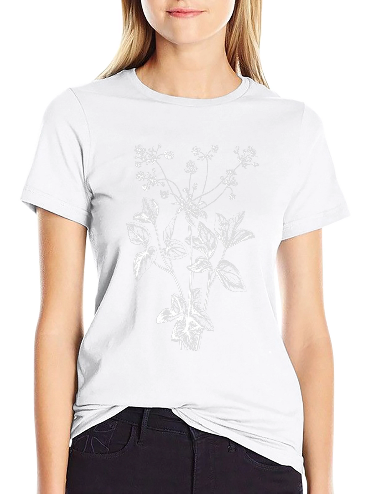Botanical Print Black T-Shirt