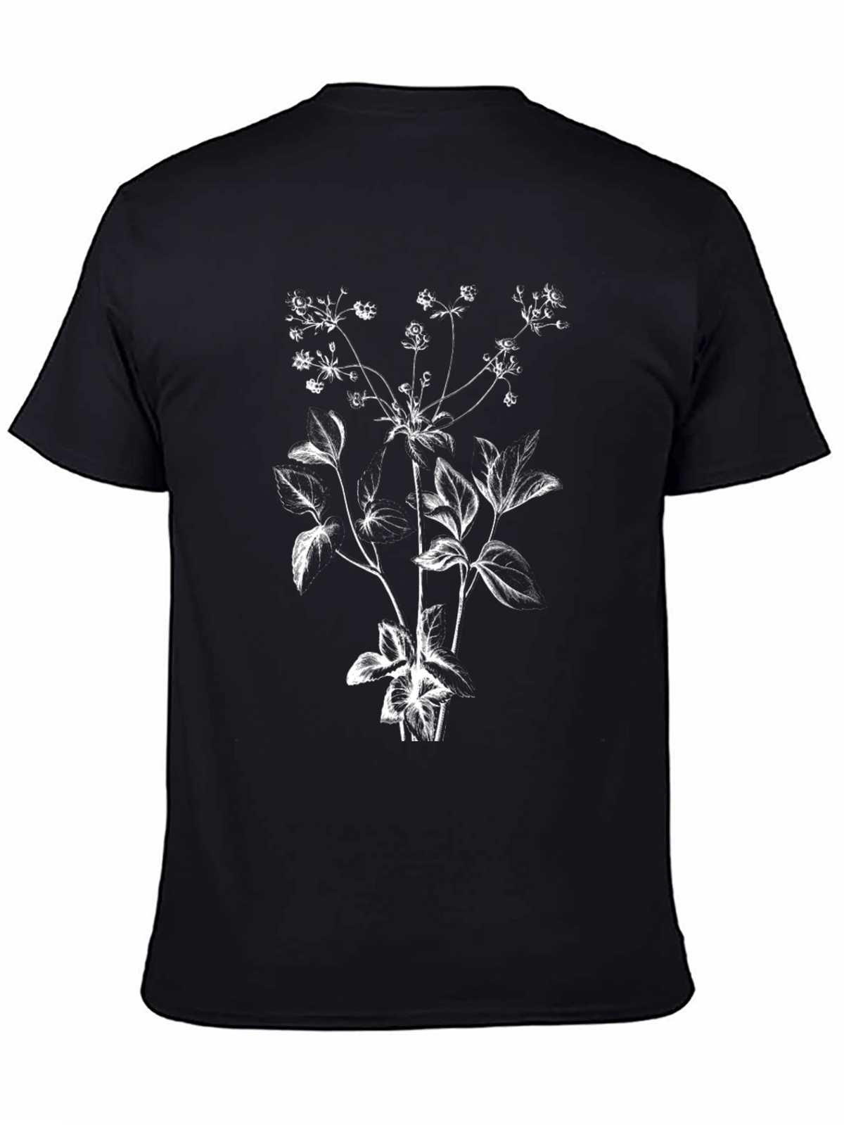 Botanical Print Black T-Shirt