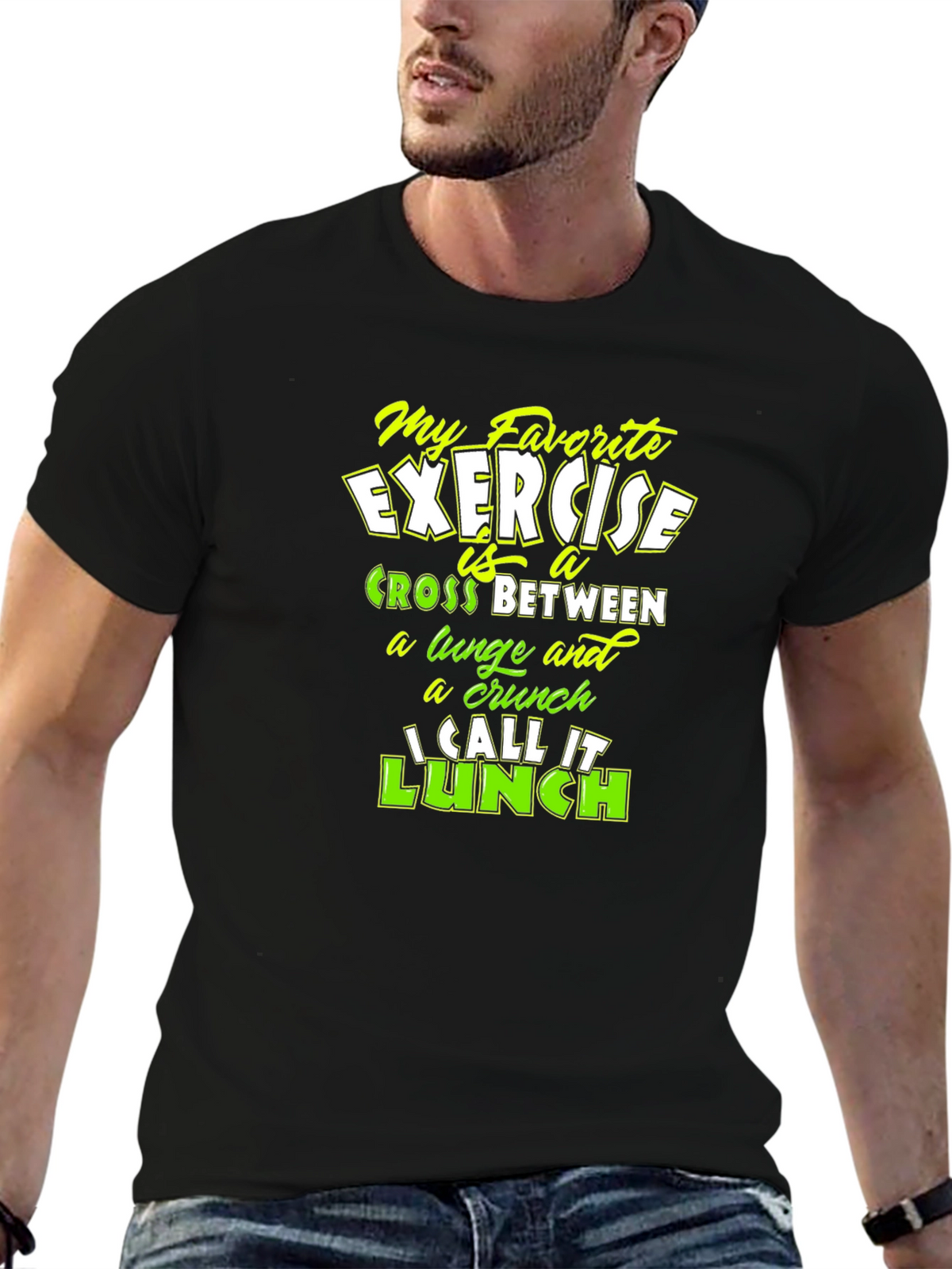 Funny Exercise Lunch Black T-Shirt