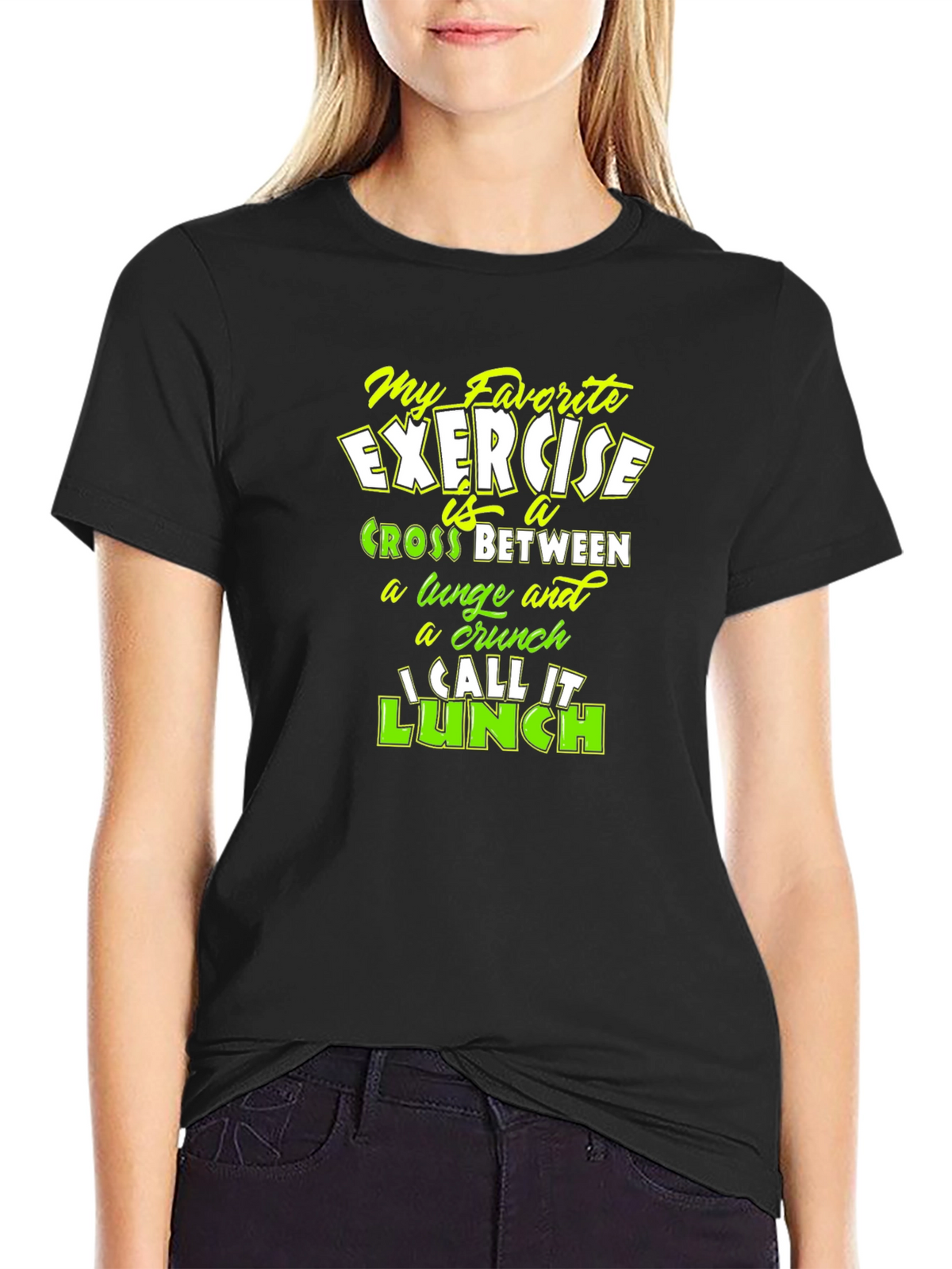Funny Exercise Lunch Black T-Shirt