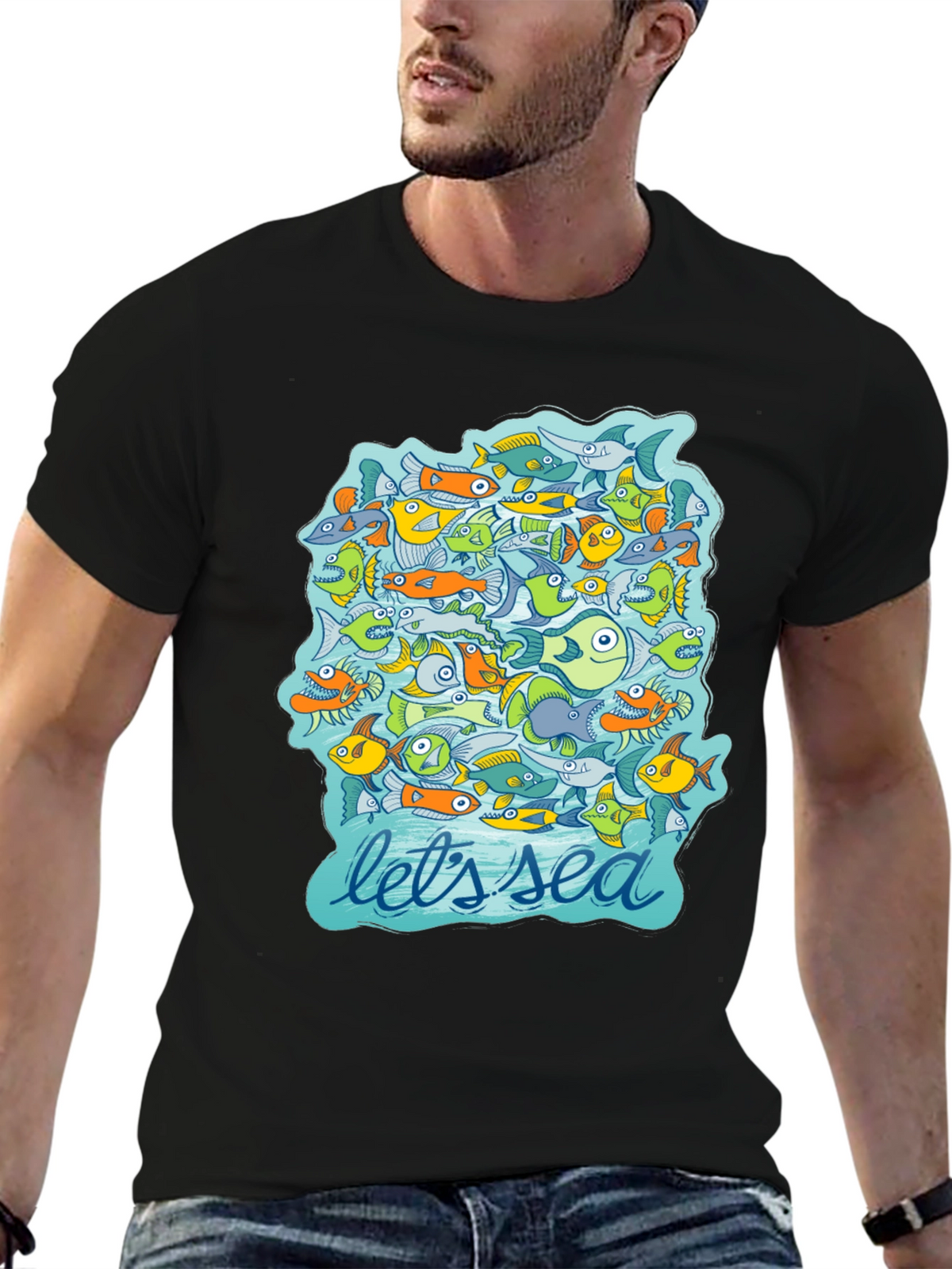 Lets Sea Graphic T-Shirt - Unique Fish Design