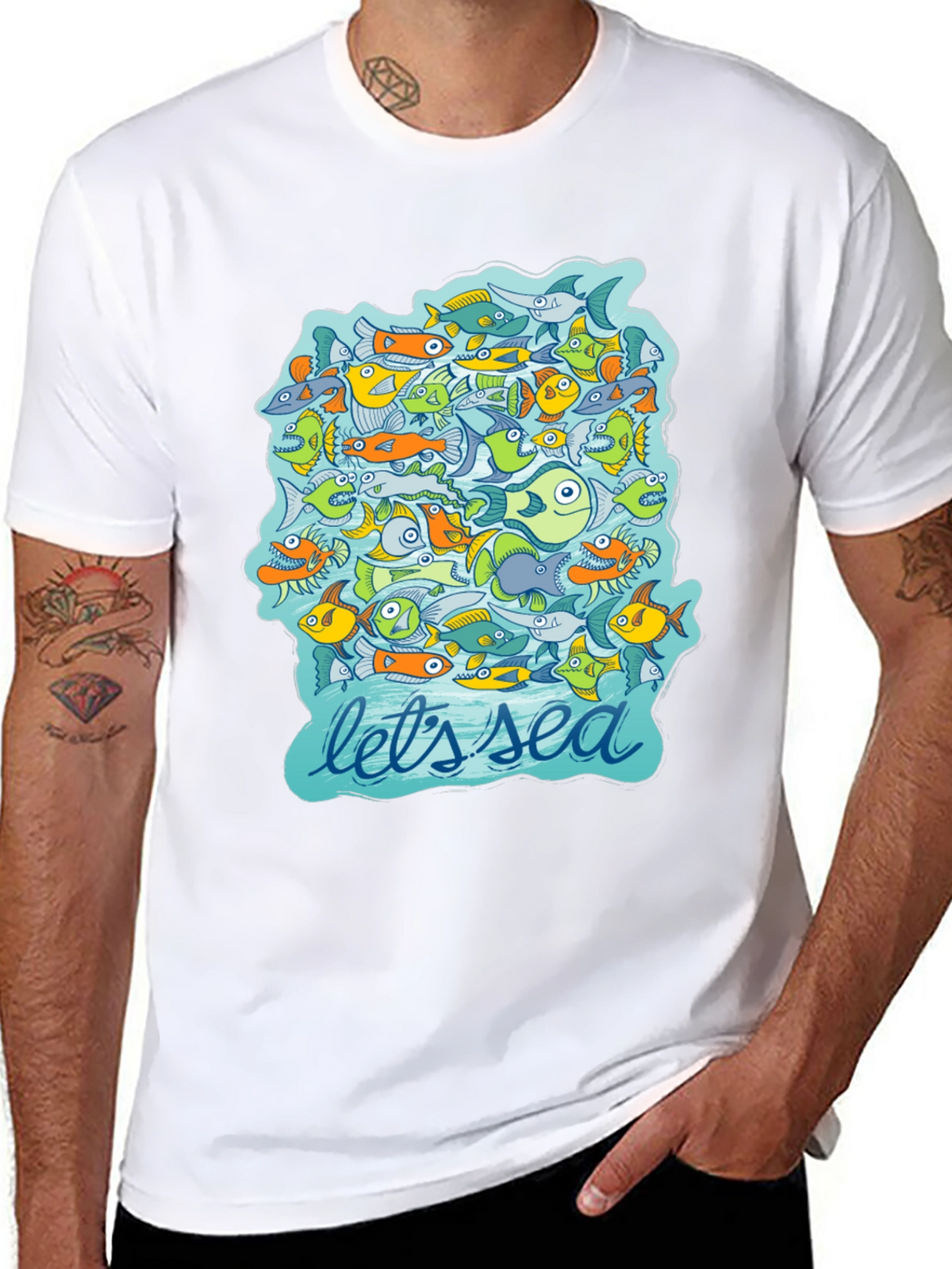 Lets Sea Graphic T-Shirt - Unique Fish Design