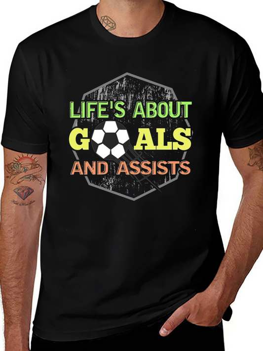 Lifes About Goals Soccer Graphic Tee