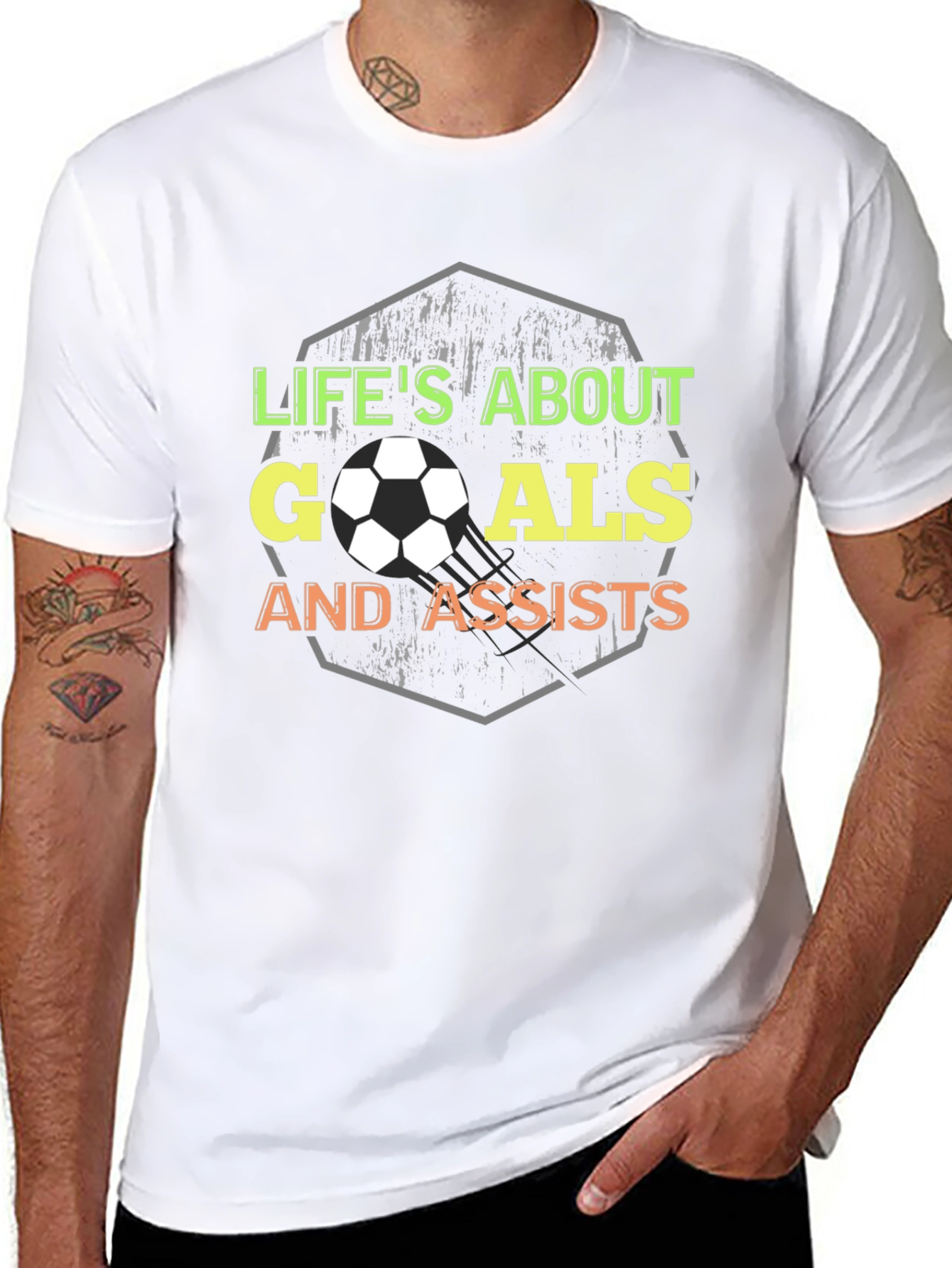 Lifes About Goals Soccer Graphic Tee