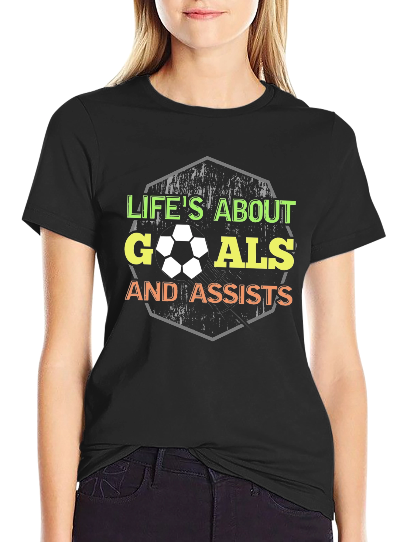 Lifes About Goals Soccer Graphic Tee