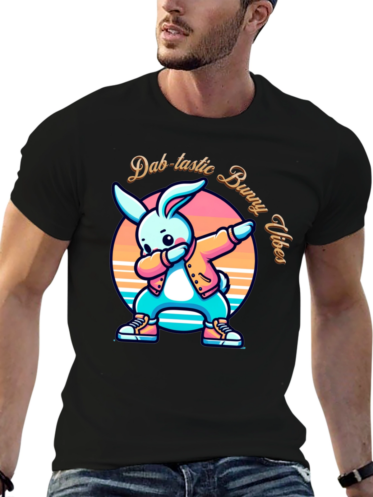 Dab-tastic Bunny Vibes Graphic T-Shirt