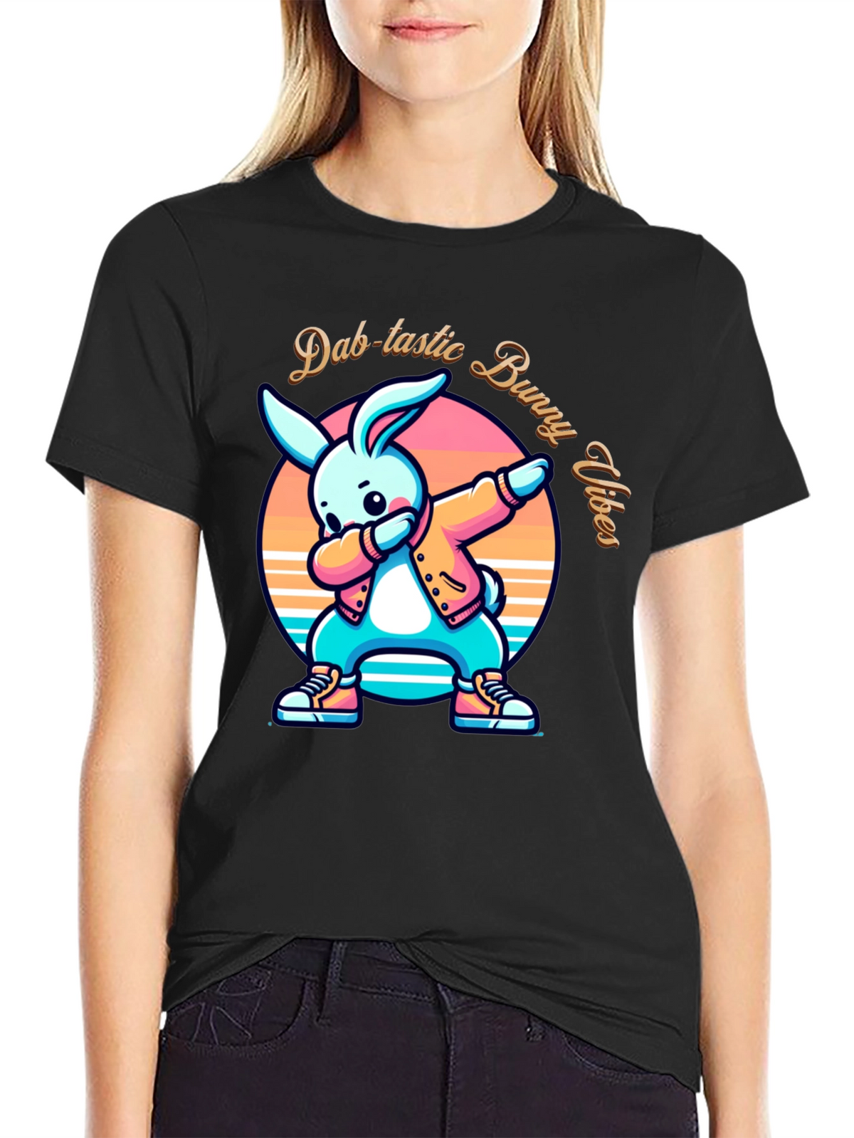 Dab-tastic Bunny Vibes Graphic T-Shirt