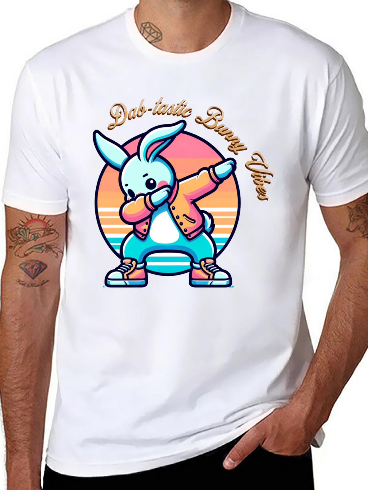 Dab-tastic Bunny Vibes Graphic T-Shirt