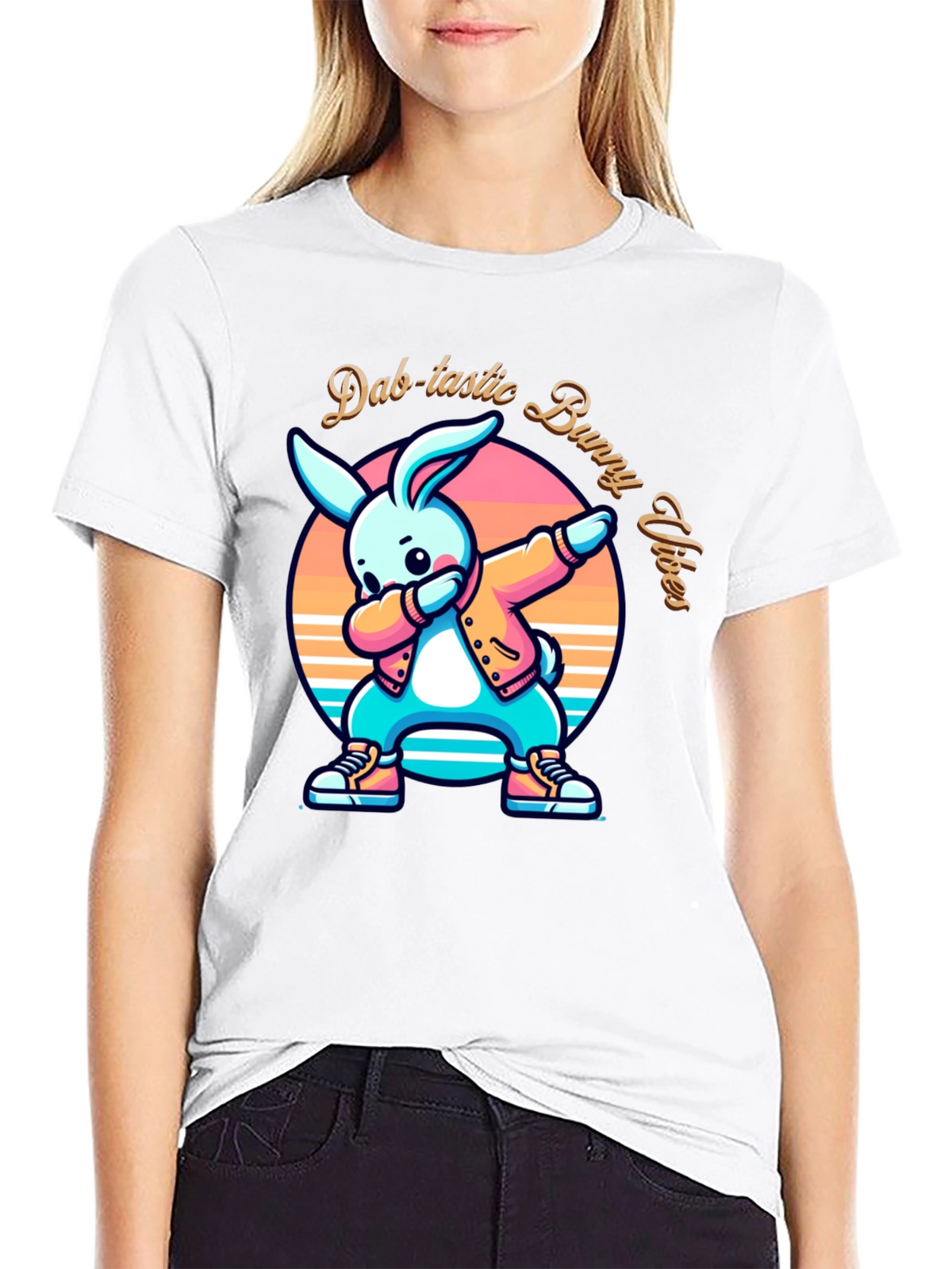 Dab-tastic Bunny Vibes Graphic T-Shirt