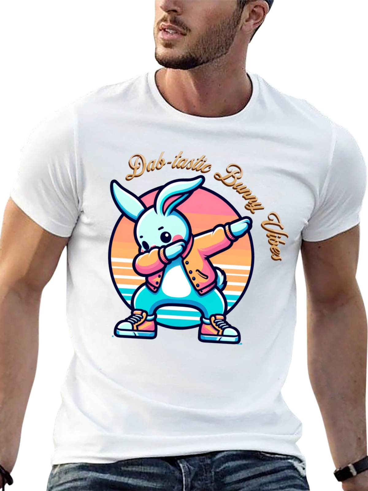 Dab-tastic Bunny Vibes Graphic T-Shirt