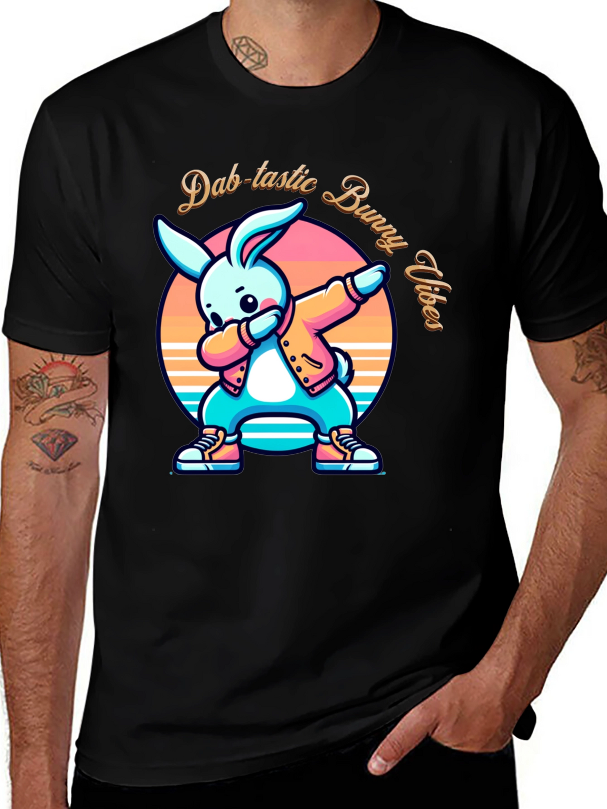 Dab-tastic Bunny Vibes Graphic T-Shirt