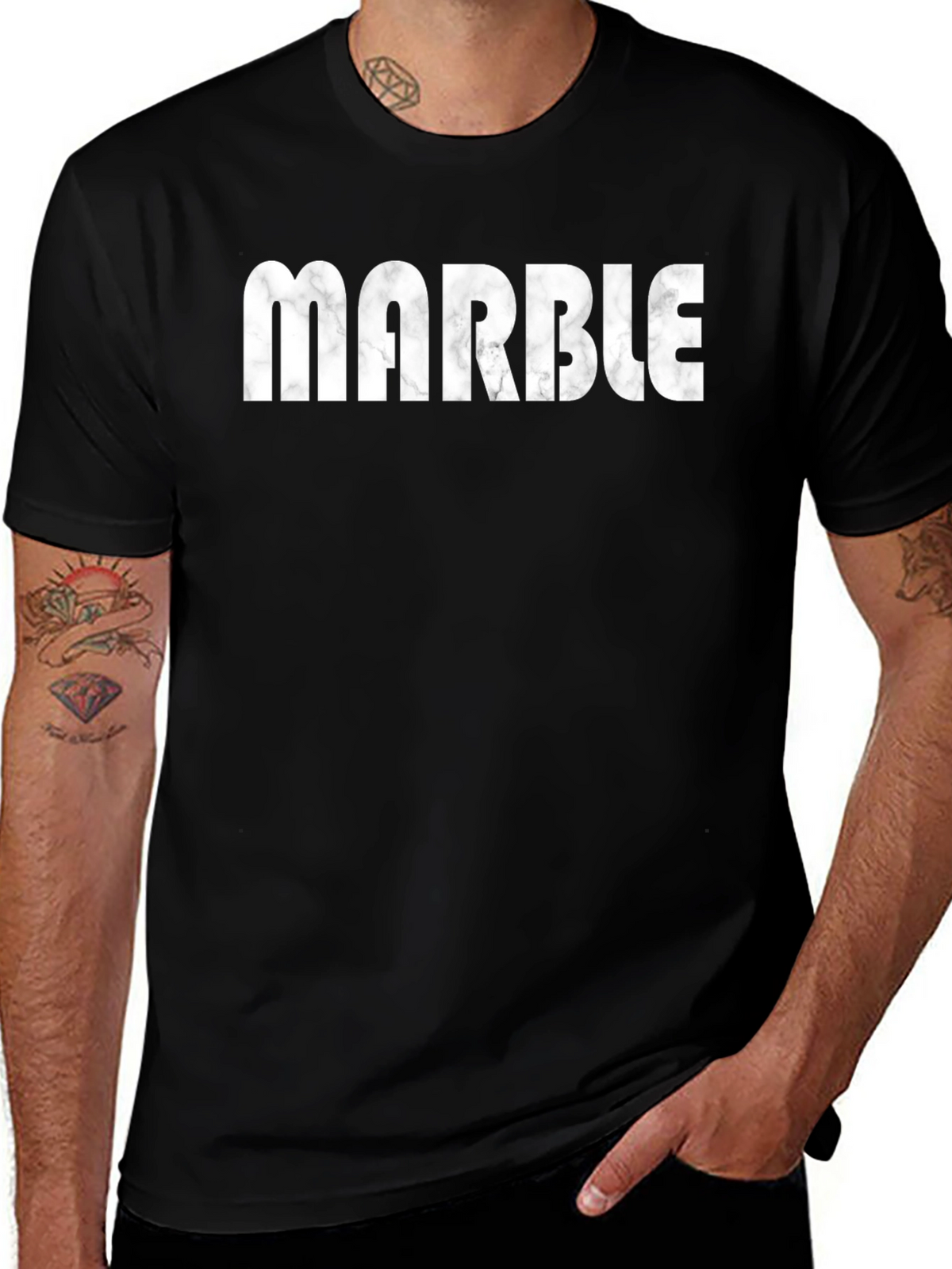 Marble Graphic Print Mens Black T-Shirt