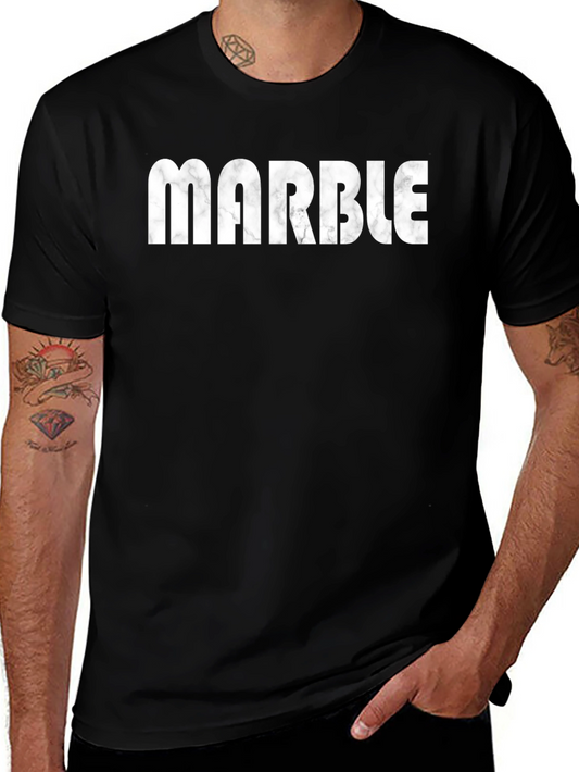 Marble Graphic Print Mens Black T-Shirt