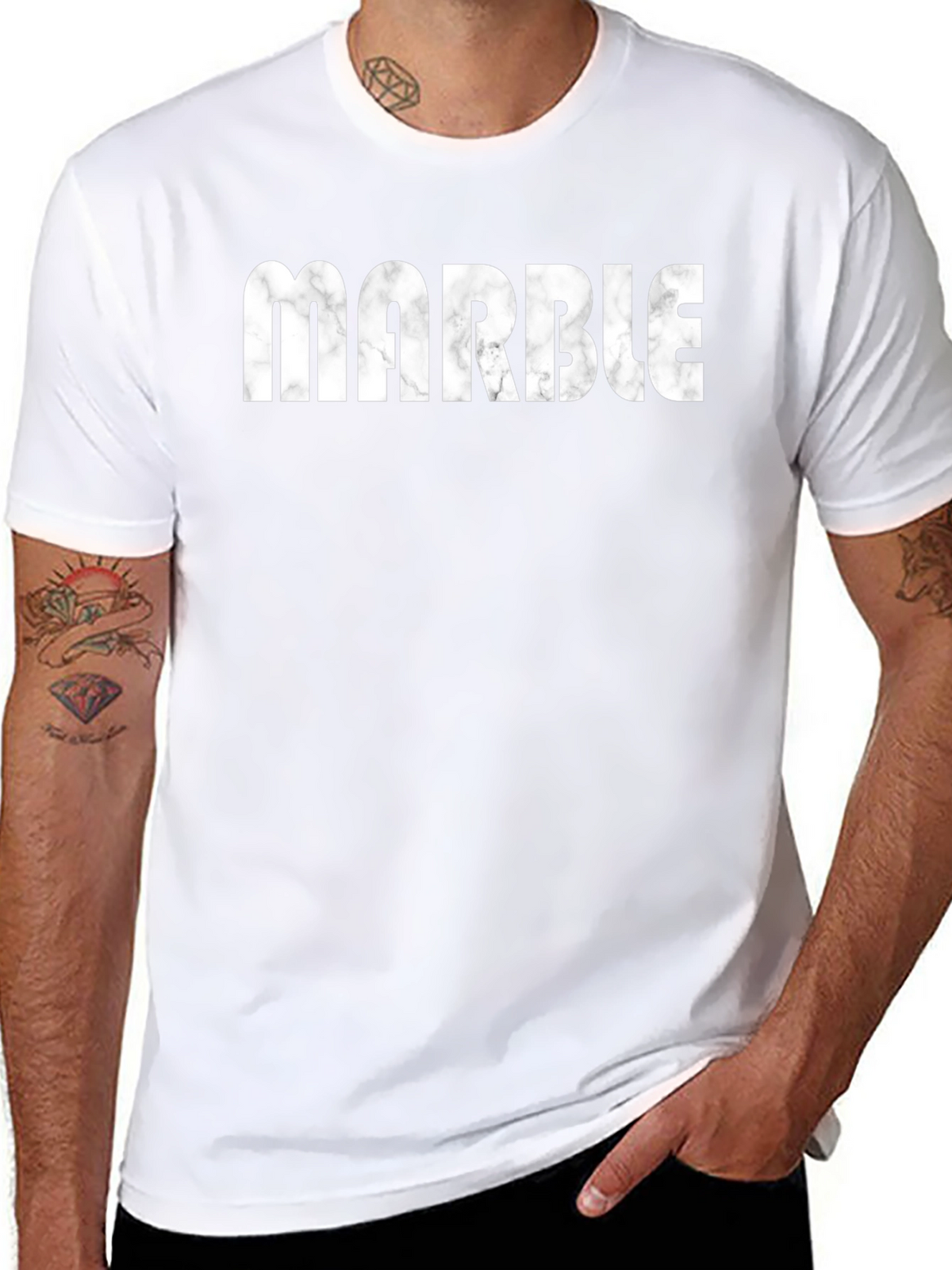 Marble Graphic Print Mens Black T-Shirt