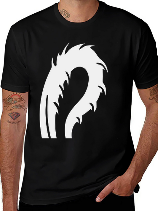 Mens Black T-Shirt with White Abstract Design