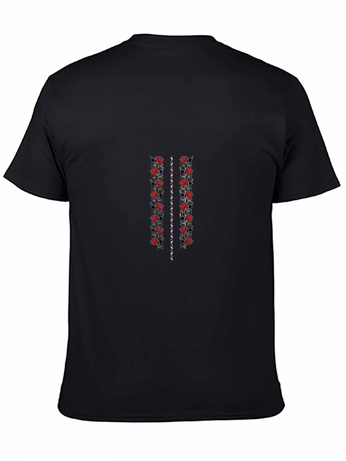 Floral Embroidered Black T-Shirt