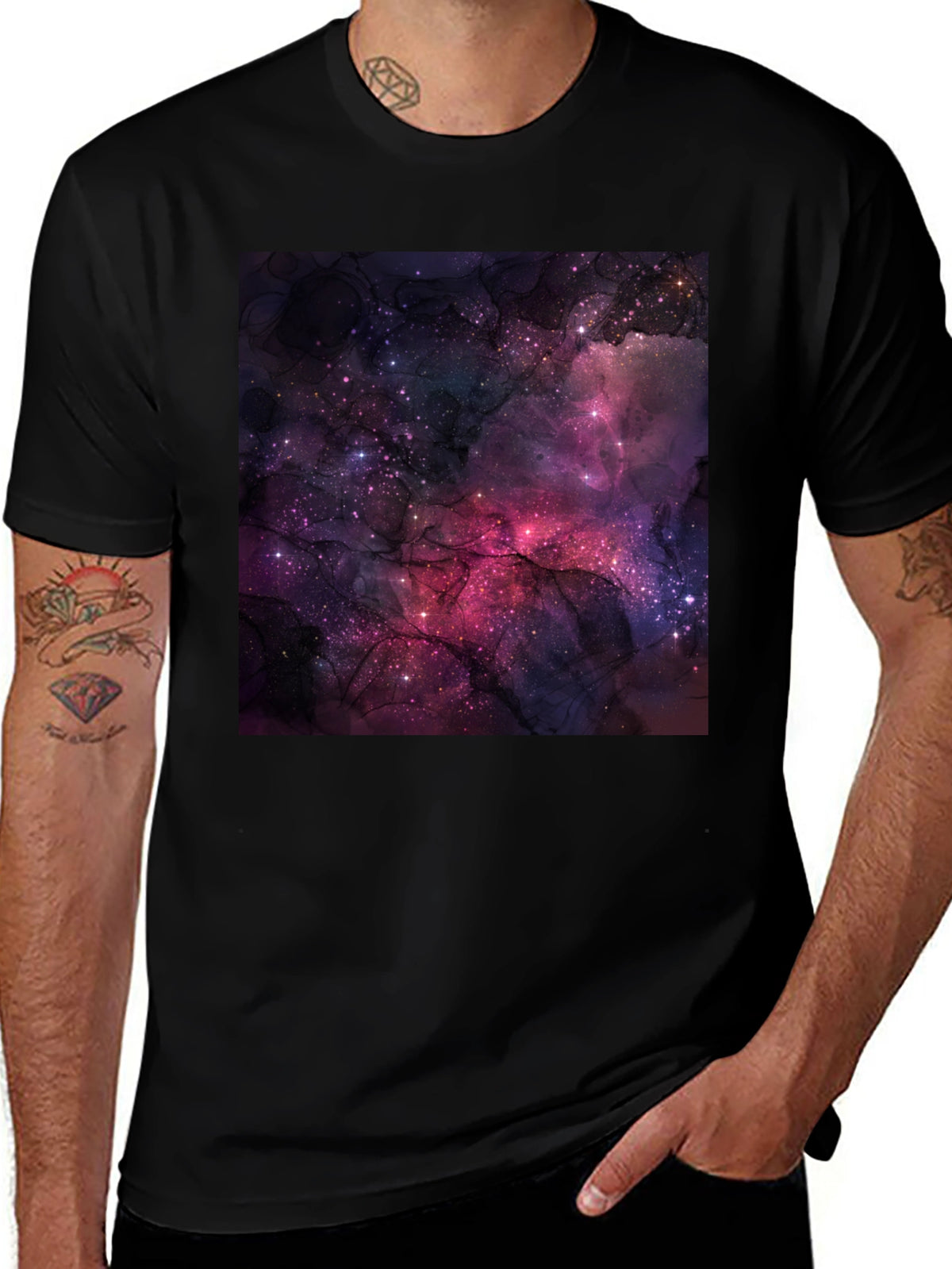 Cosmic Galaxy Graphic Black T-Shirt