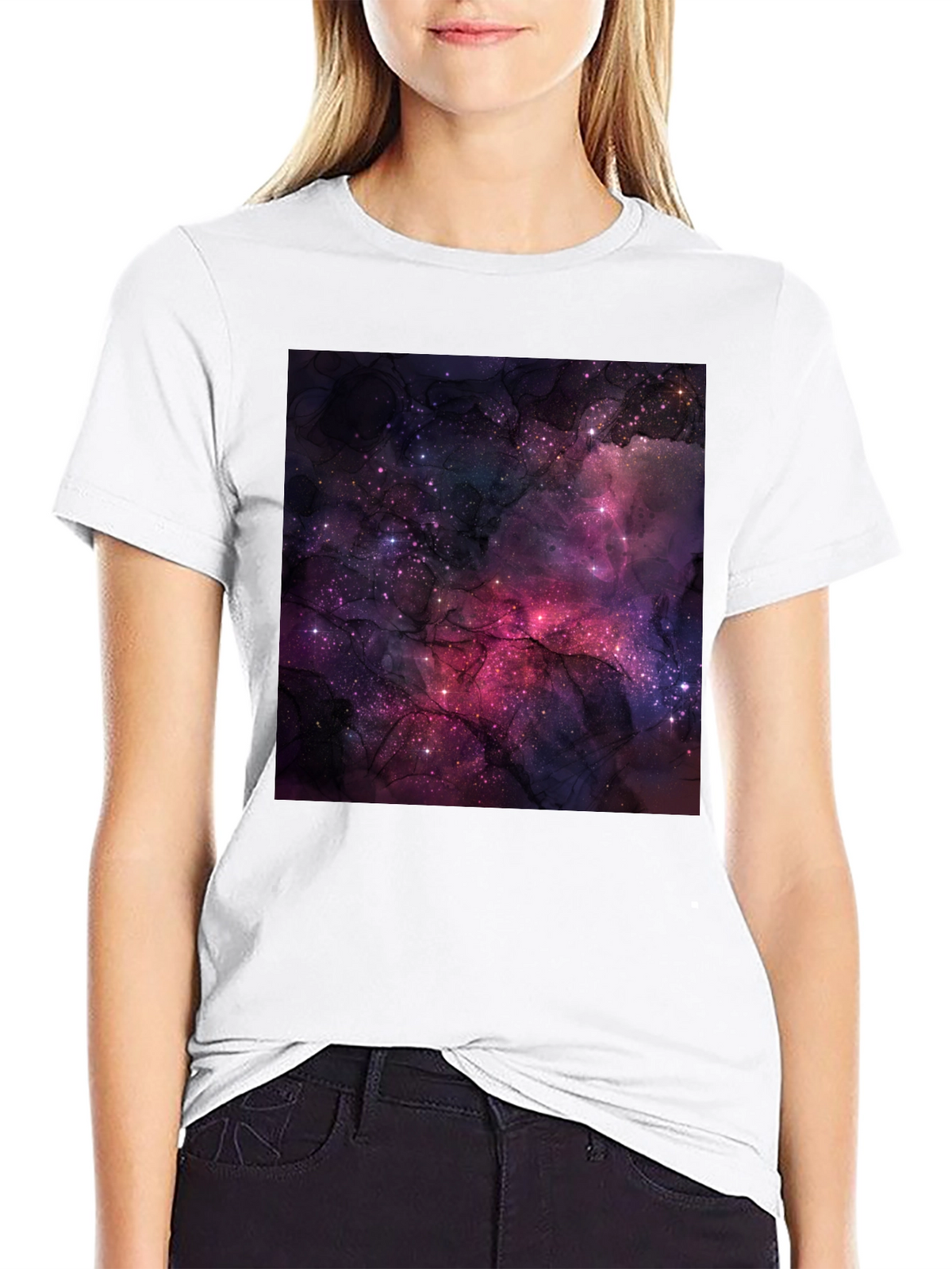 Cosmic Galaxy Graphic Black T-Shirt