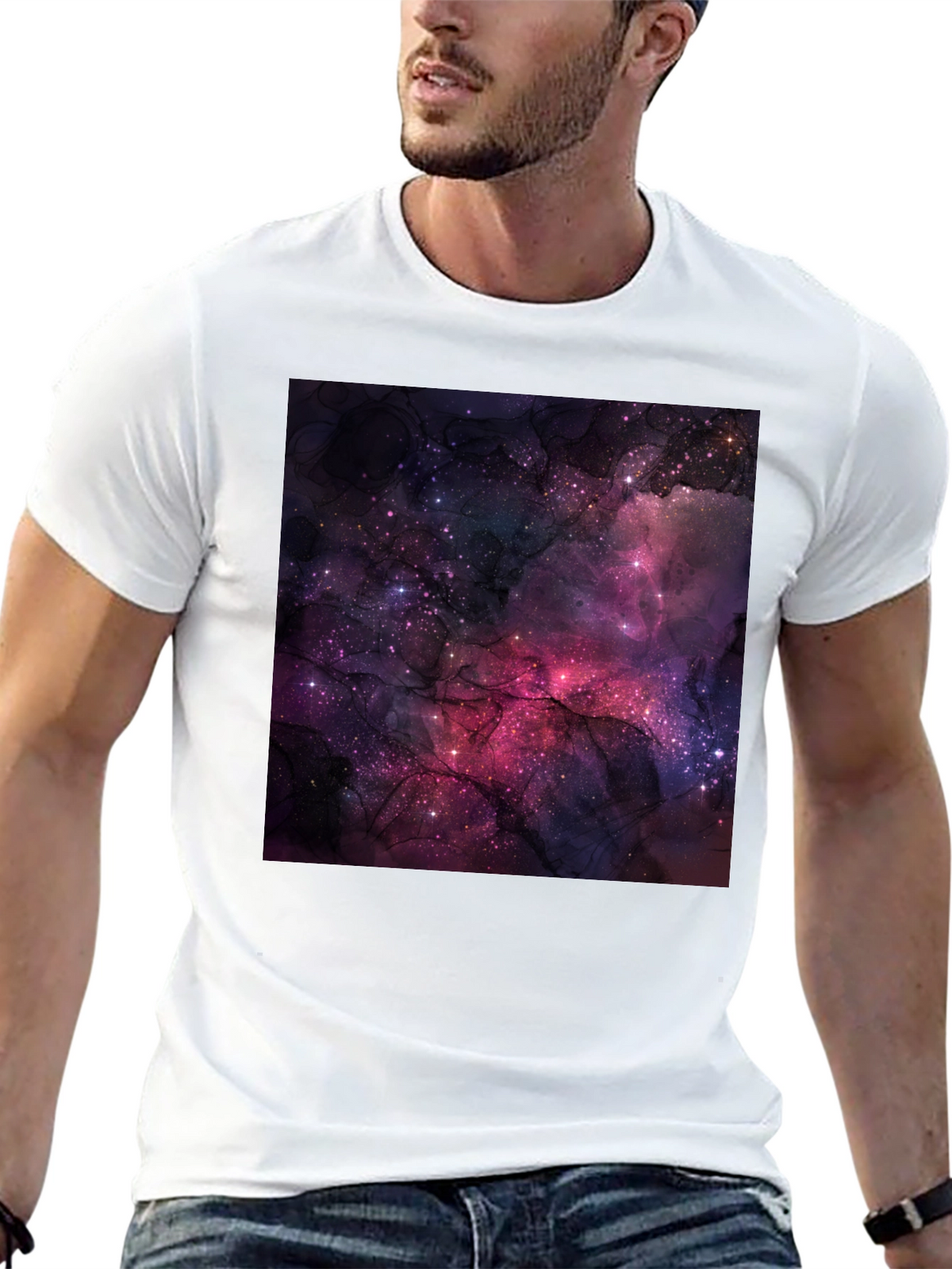 Cosmic Galaxy Graphic Black T-Shirt