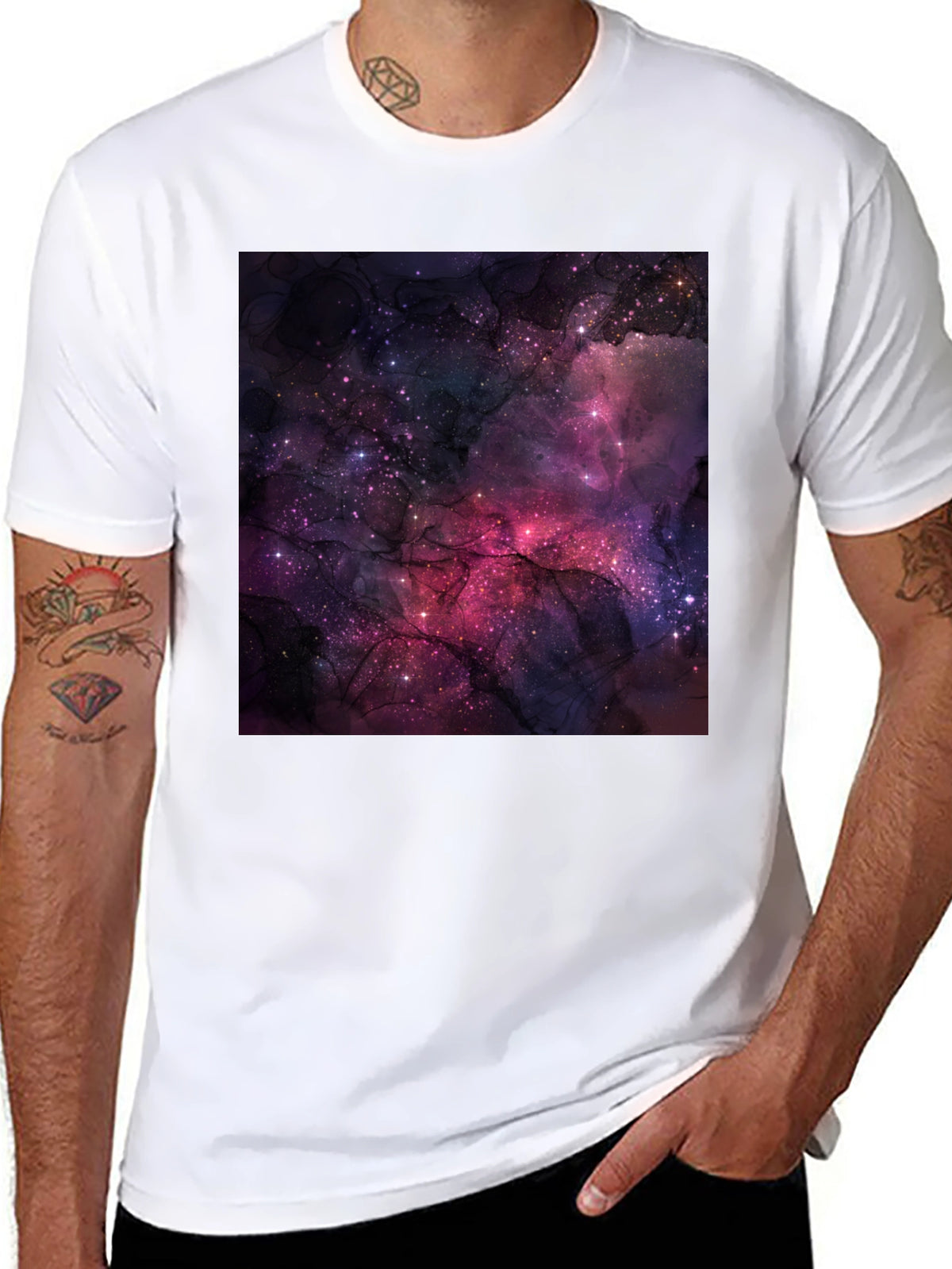 Cosmic Galaxy Graphic Black T-Shirt