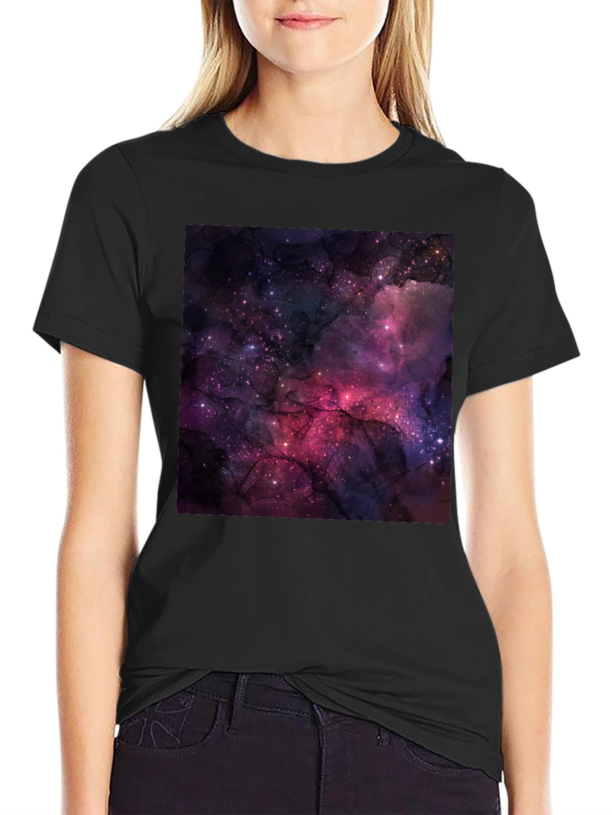 Cosmic Galaxy Graphic Black T-Shirt