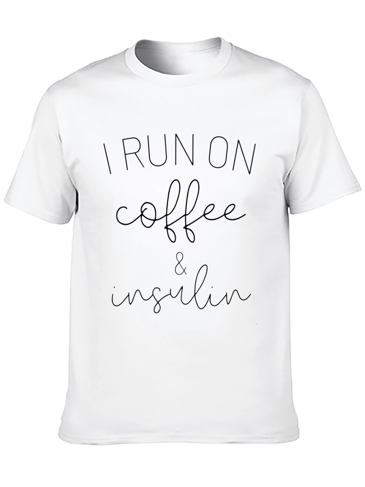I Run on Coffee & Insulin Black T-Shirt