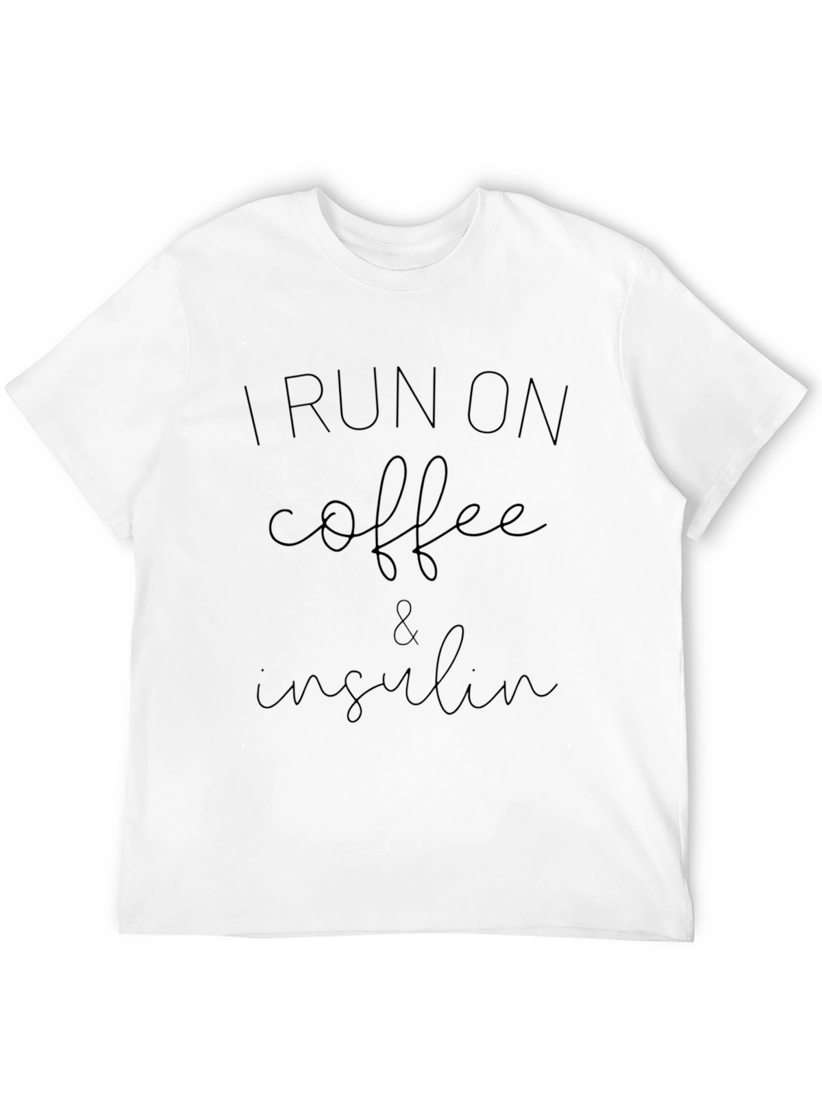 I Run on Coffee & Insulin Black T-Shirt