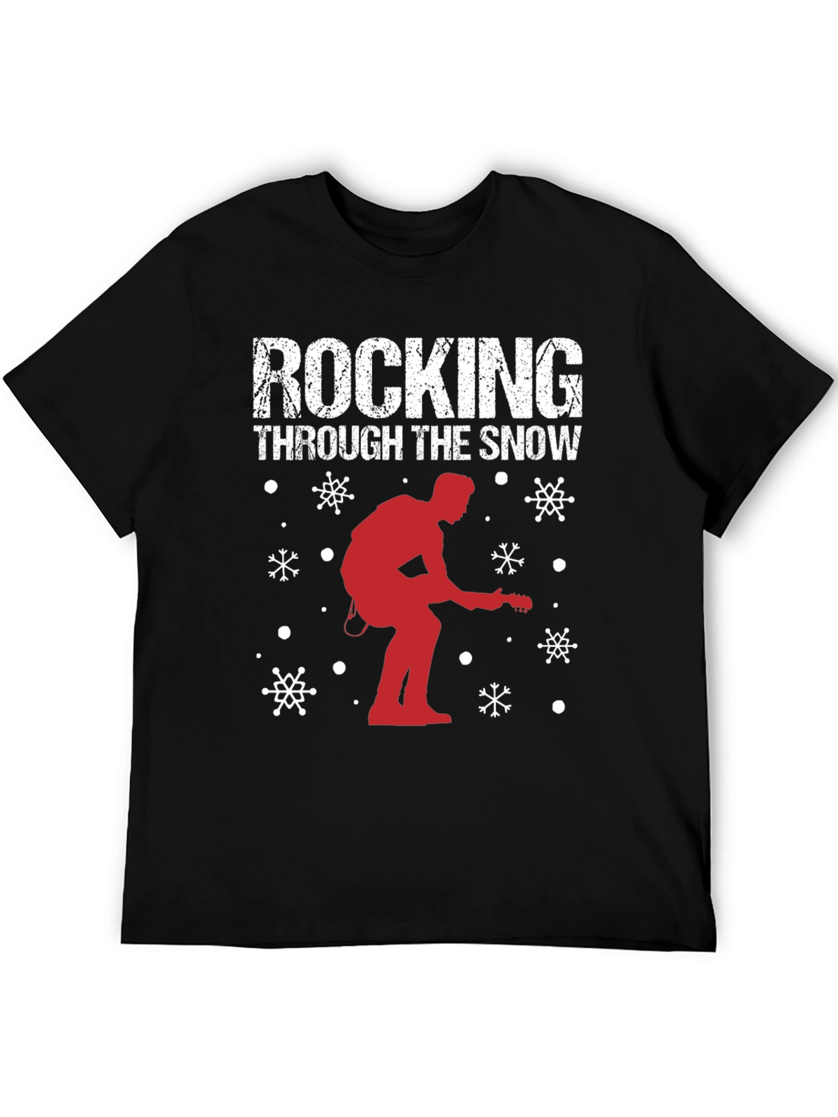 Rocking Through The Snow Guitarist Christmas T-Shirt