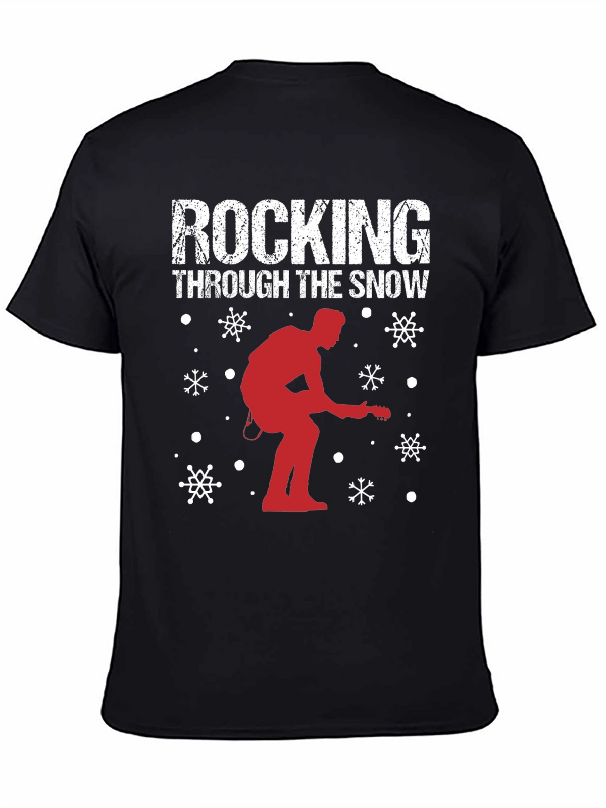 Rocking Through The Snow Guitarist Christmas T-Shirt