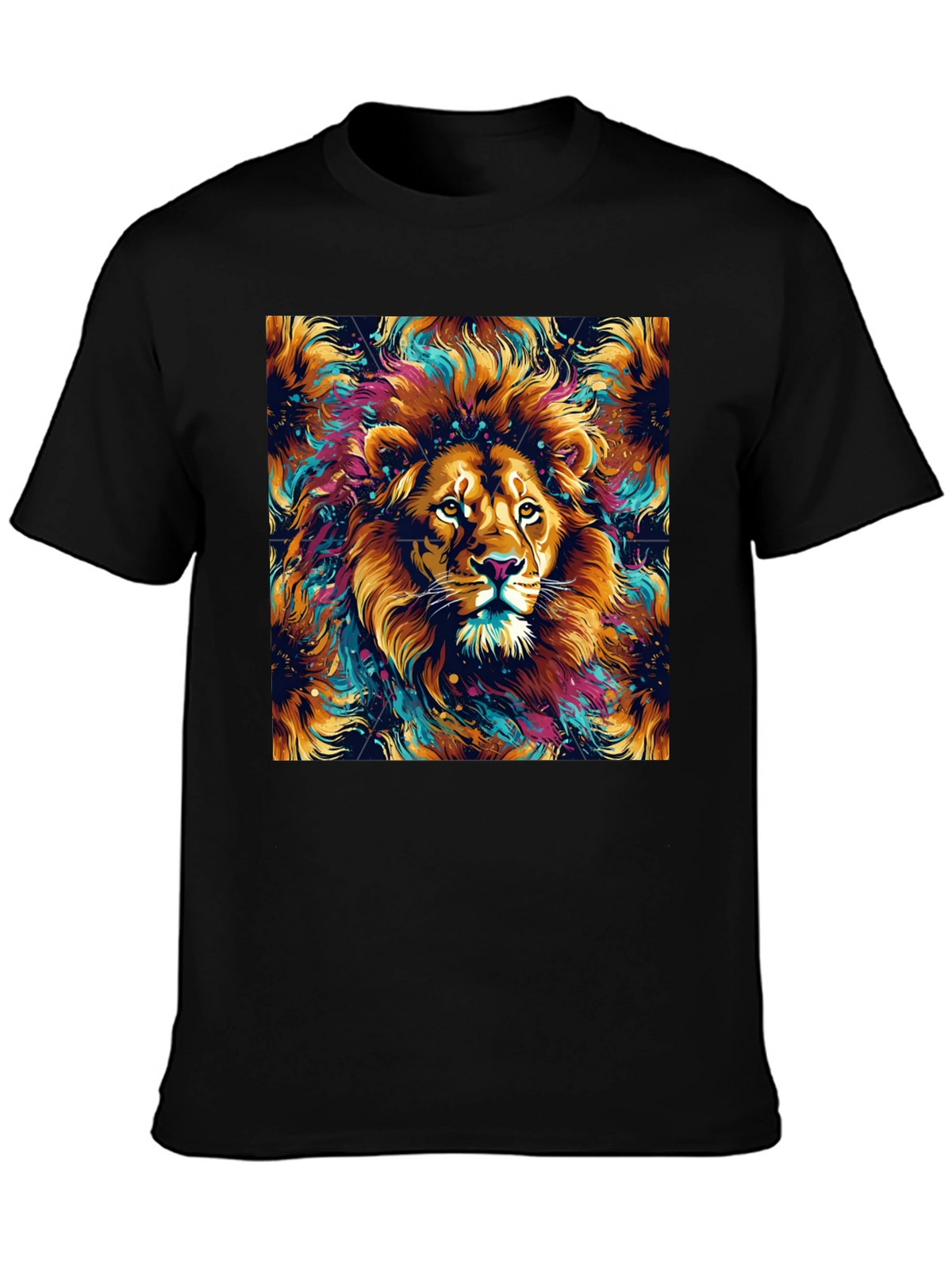 Lion Art Graphic Black T-Shirt