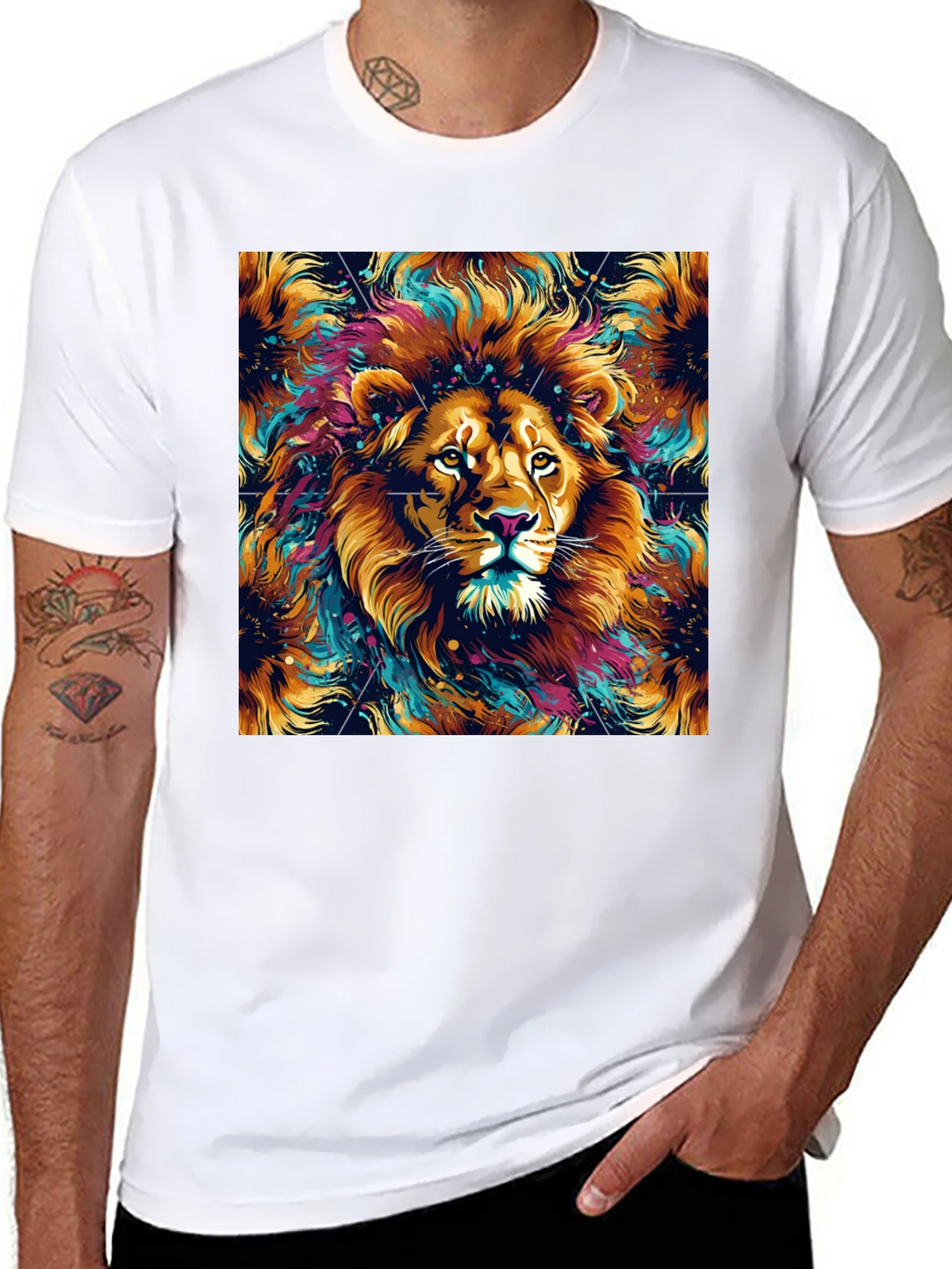 Lion Art Graphic Black T-Shirt