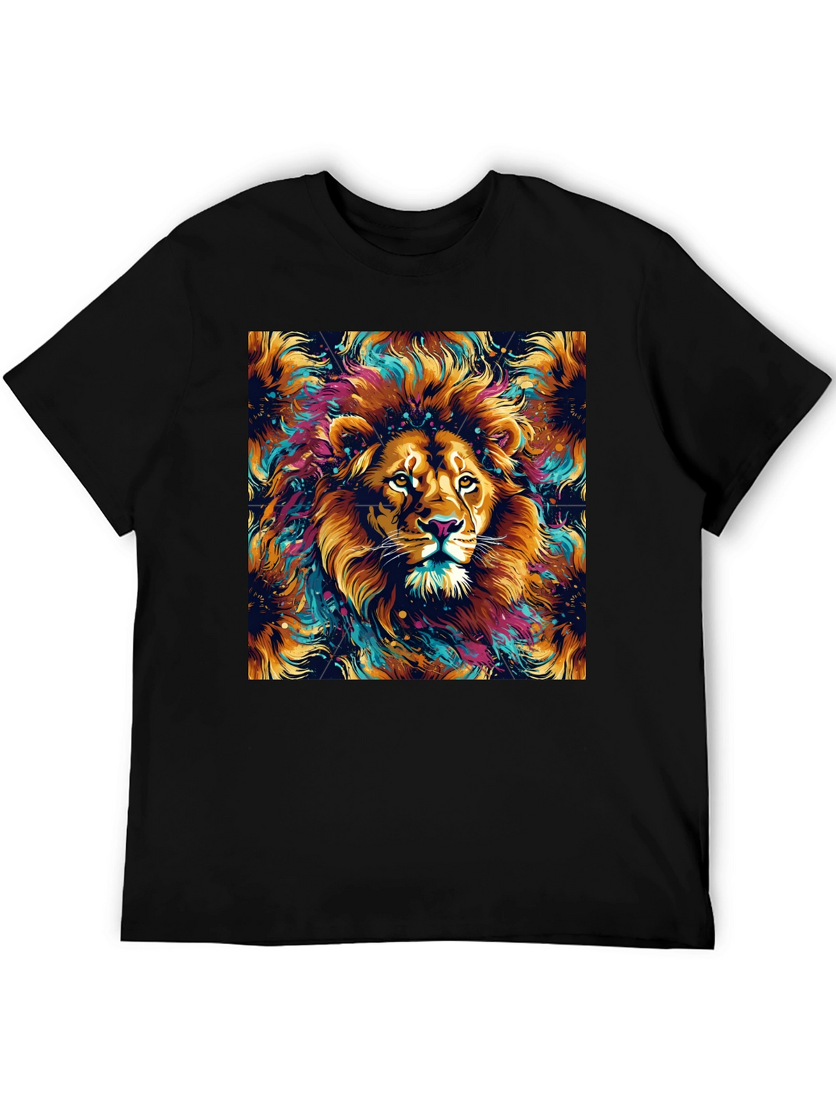Lion Art Graphic Black T-Shirt
