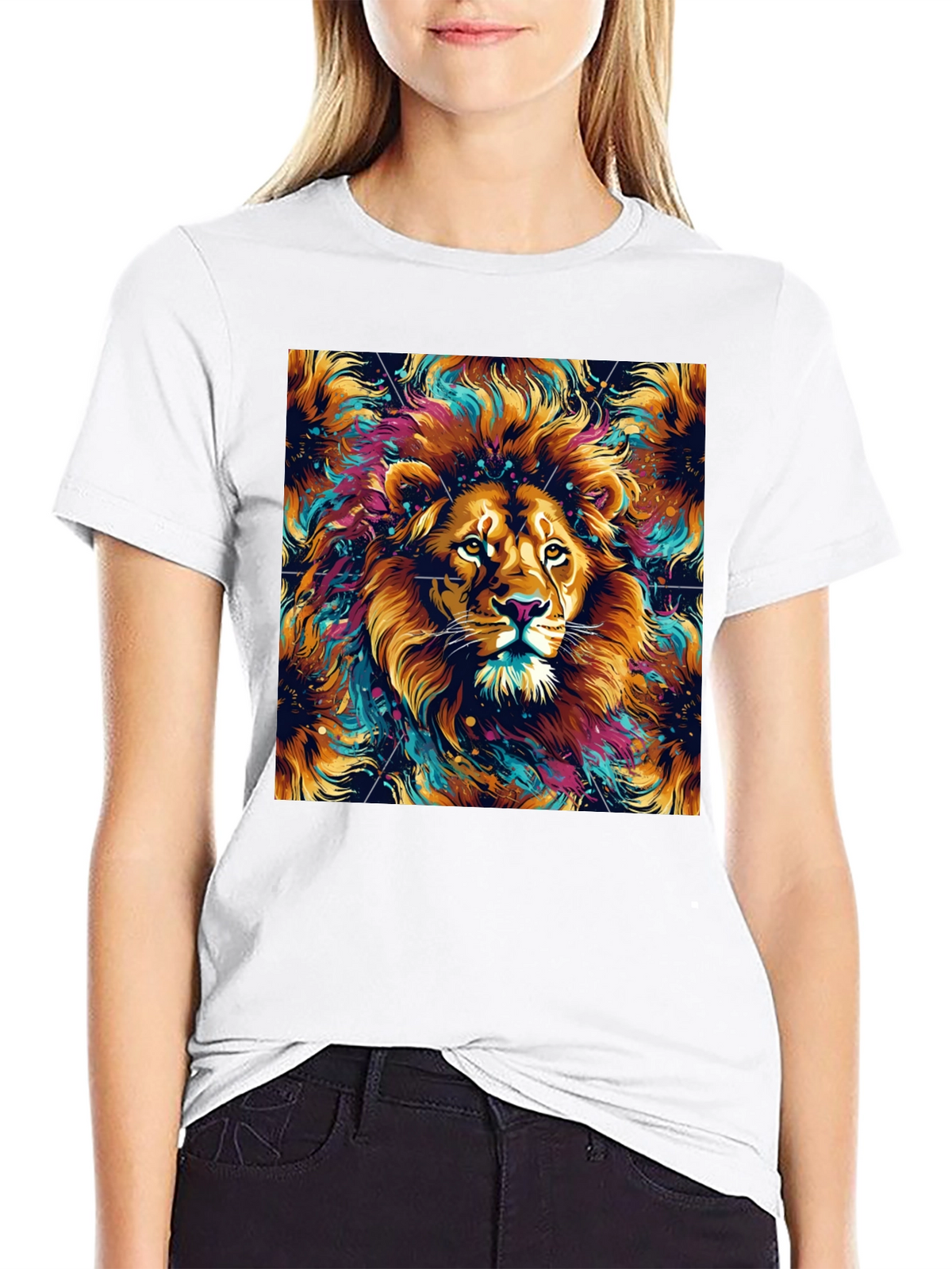 Lion Art Graphic Black T-Shirt