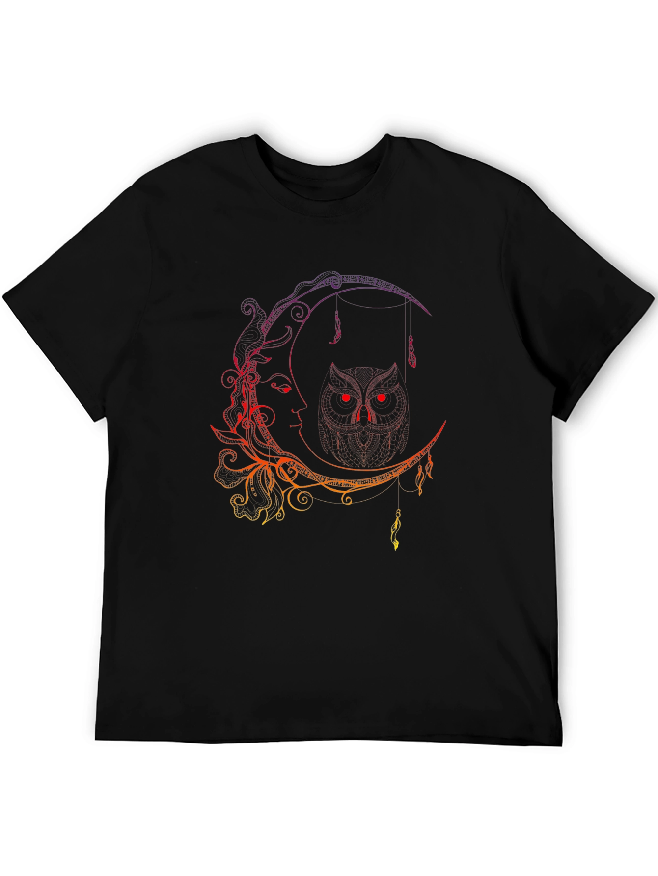 Moon Owl Graphic Black T-Shirt