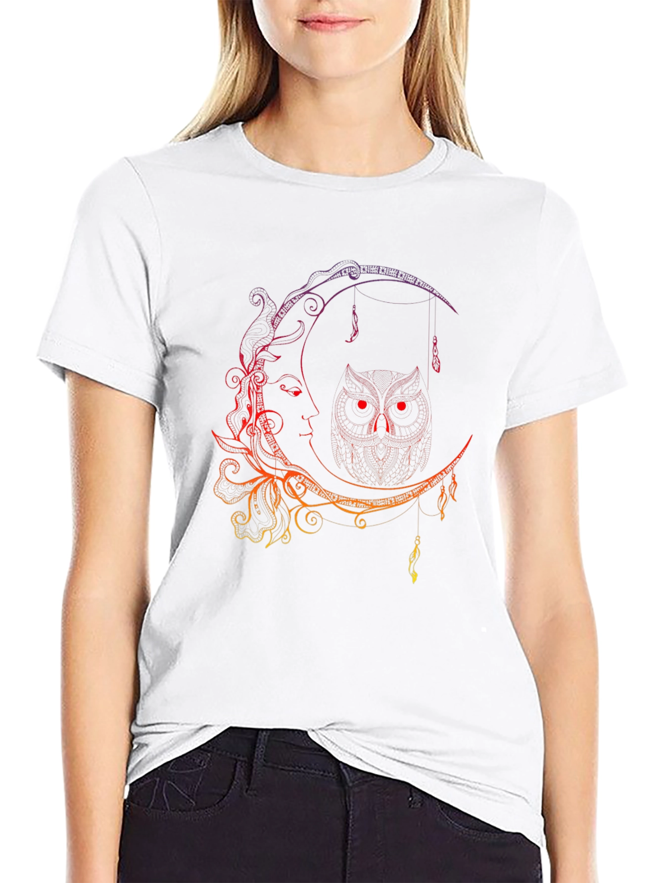 Moon Owl Graphic Black T-Shirt