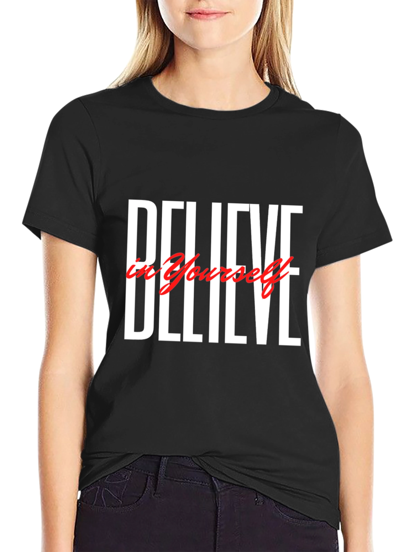Believe in Yourself Black Graphic T-Shirt