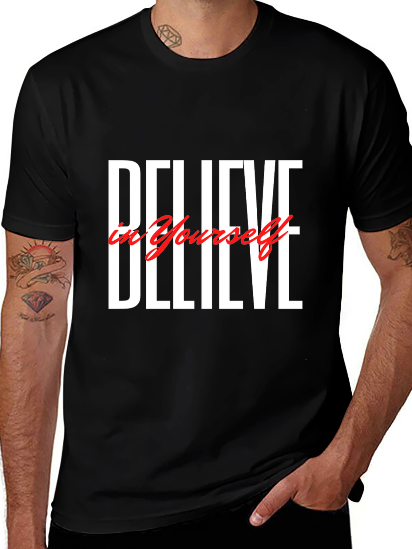 Believe in Yourself Black Graphic T-Shirt