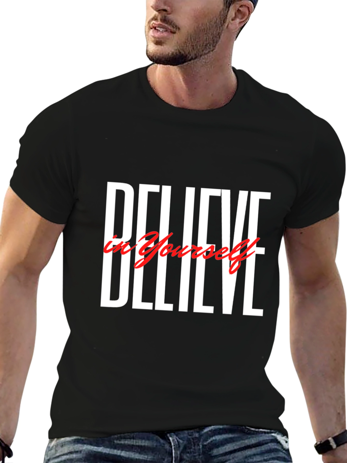 Believe in Yourself Black Graphic T-Shirt