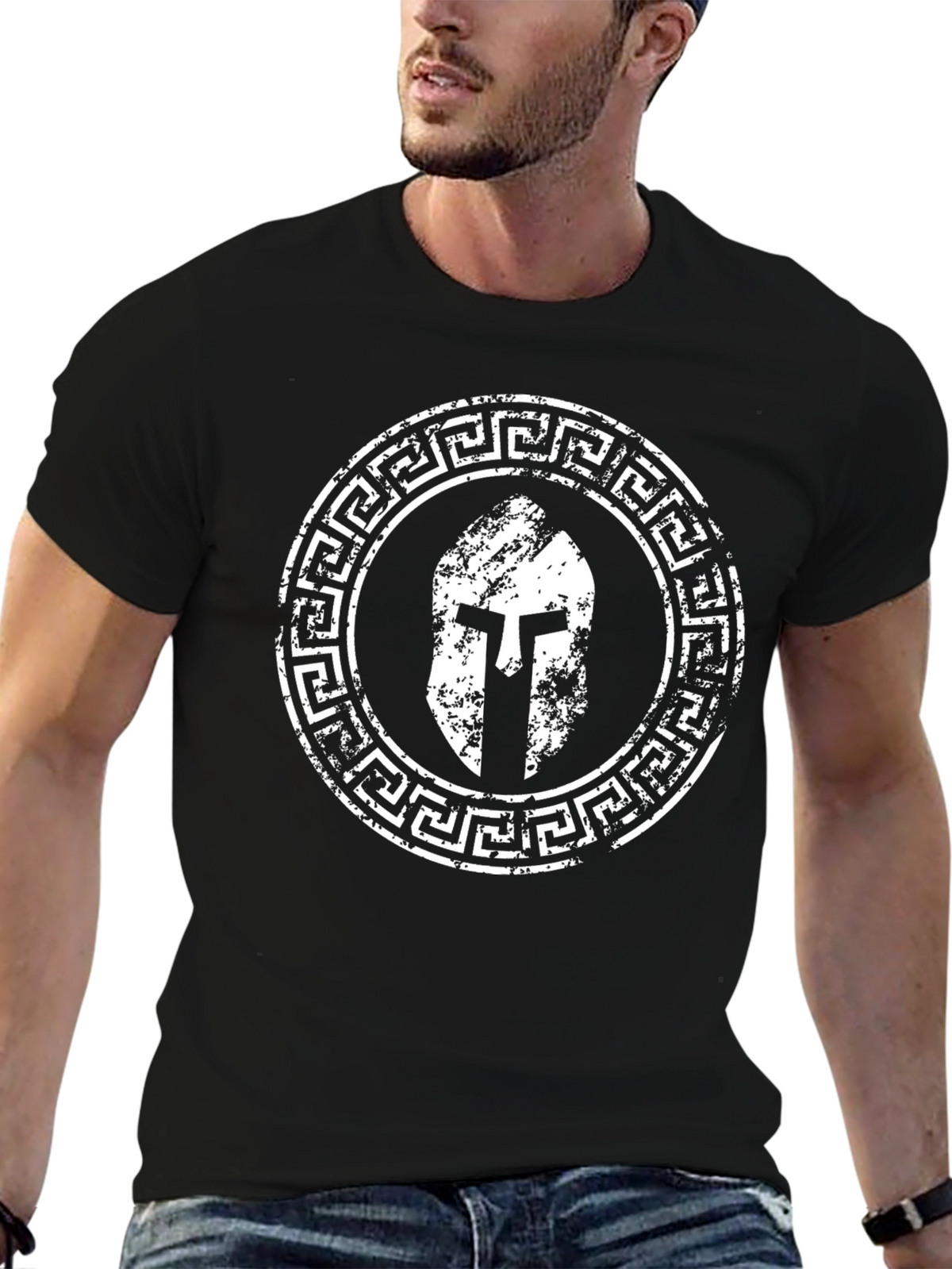 Spartan Helmet Graphic T-Shirt - Black