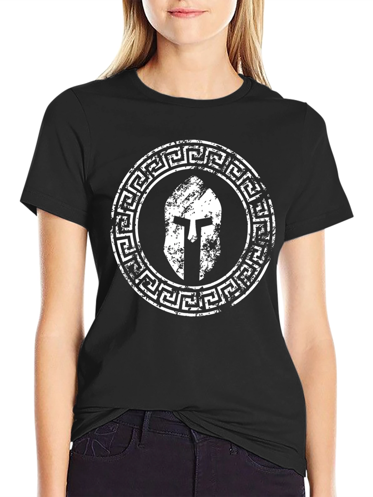 Spartan Helmet Graphic T-Shirt - Black