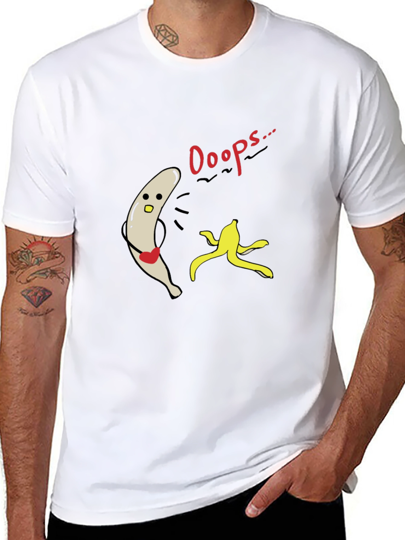 Funny Ooops Banana Peel Slip Up Graphic Tee