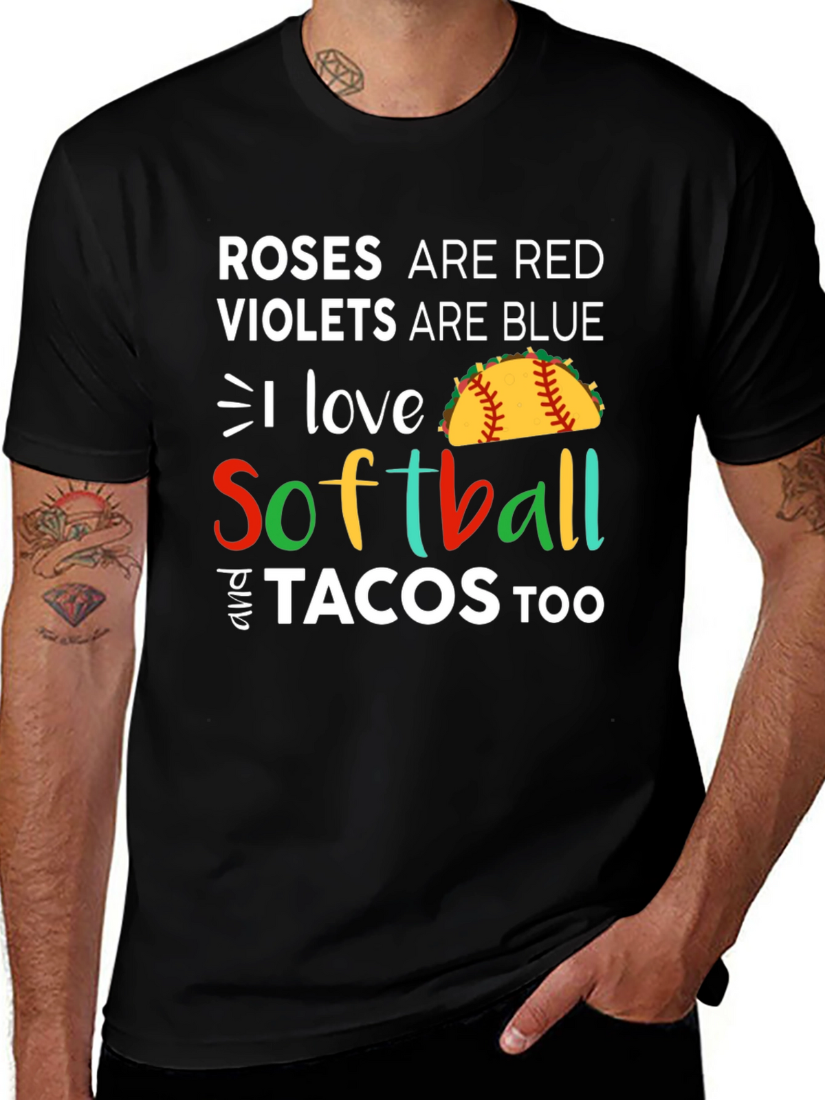 Roses are Red I Love Softball & Tacos T-Shirt