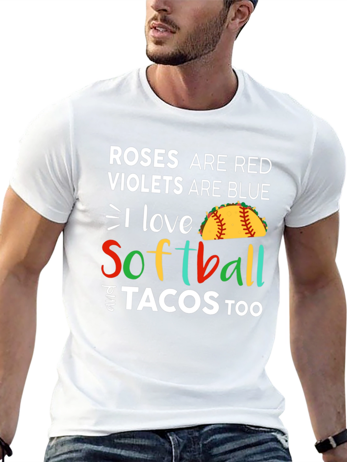 Roses are Red I Love Softball & Tacos T-Shirt