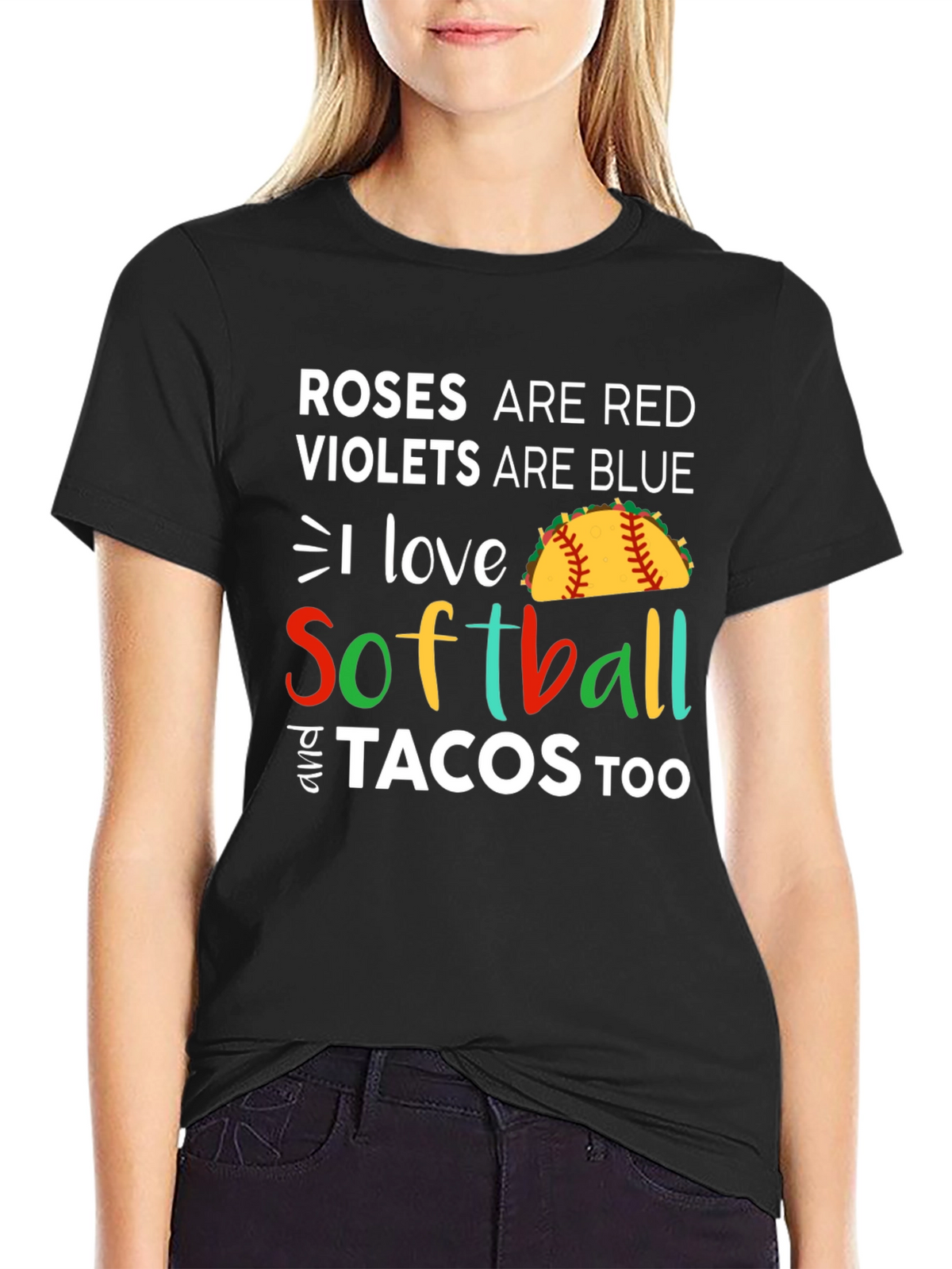 Roses are Red I Love Softball & Tacos T-Shirt