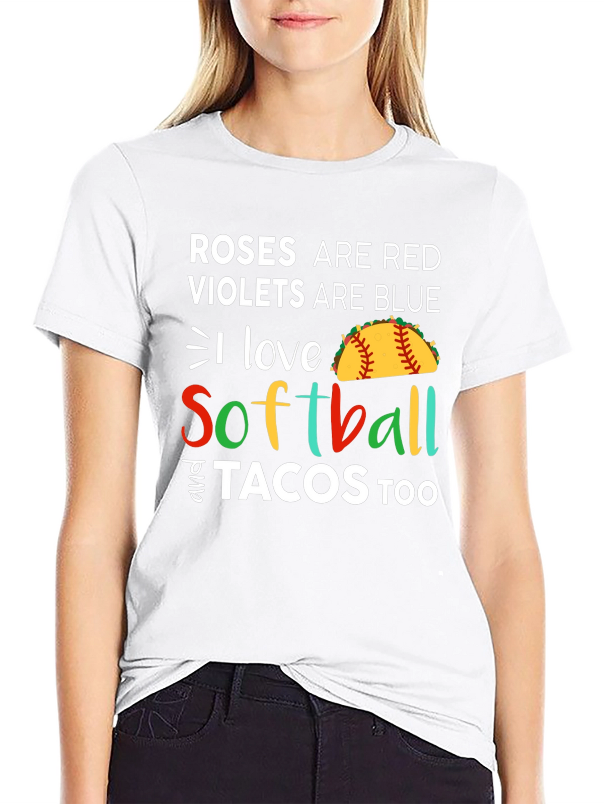 Roses are Red I Love Softball & Tacos T-Shirt